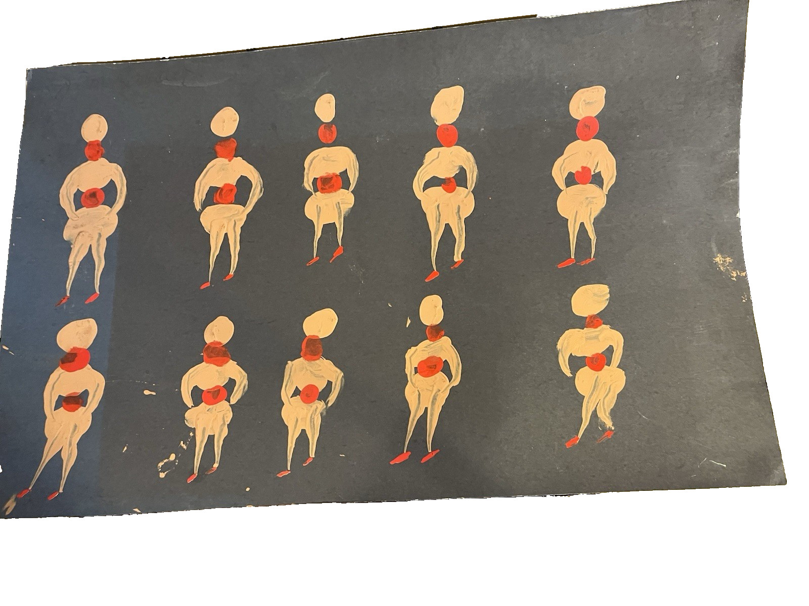 Jimmy Sudduth Folk Art Painting”Dancing Ladies” 22X14.5