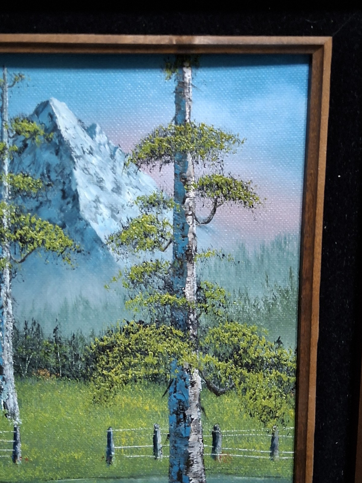 Vintage oil painting on Artist canvas panel Framed Signed Cabin in the woods…