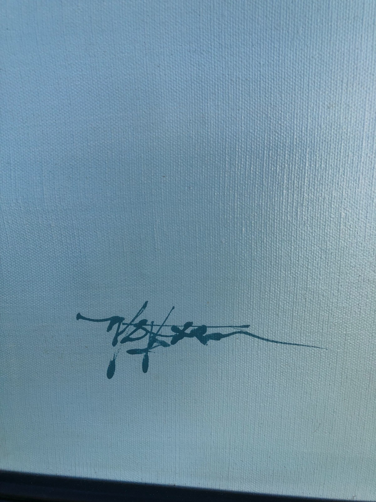 WATSON Original MODERN HUGE 1970s MINIMALIST SEASCAPE BEACH Oil Blue Sky Dove