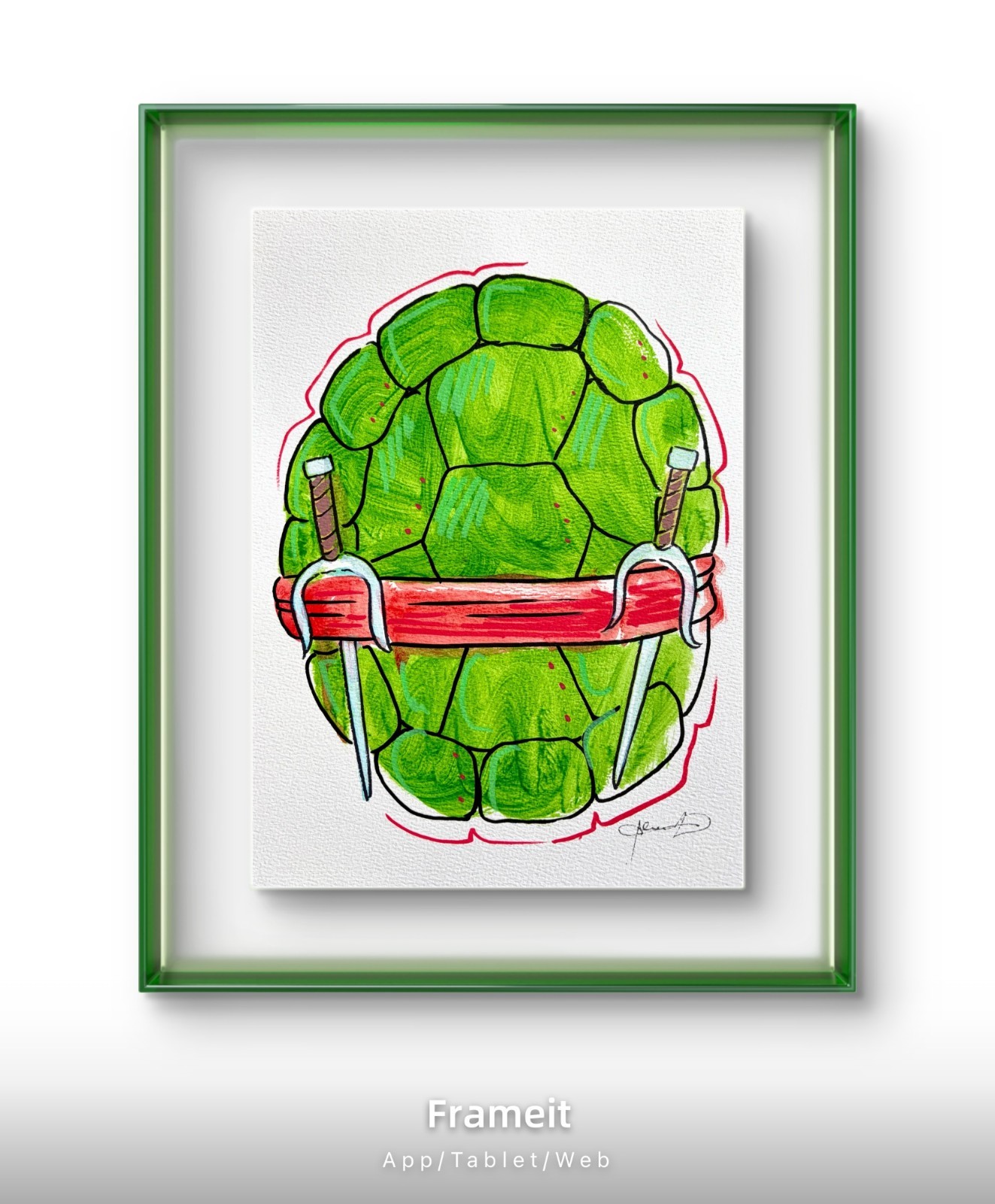 Raphael Painting By Alannah Dyer- Acrylic 9×12 in Mutant Ninja Turtles 80’s