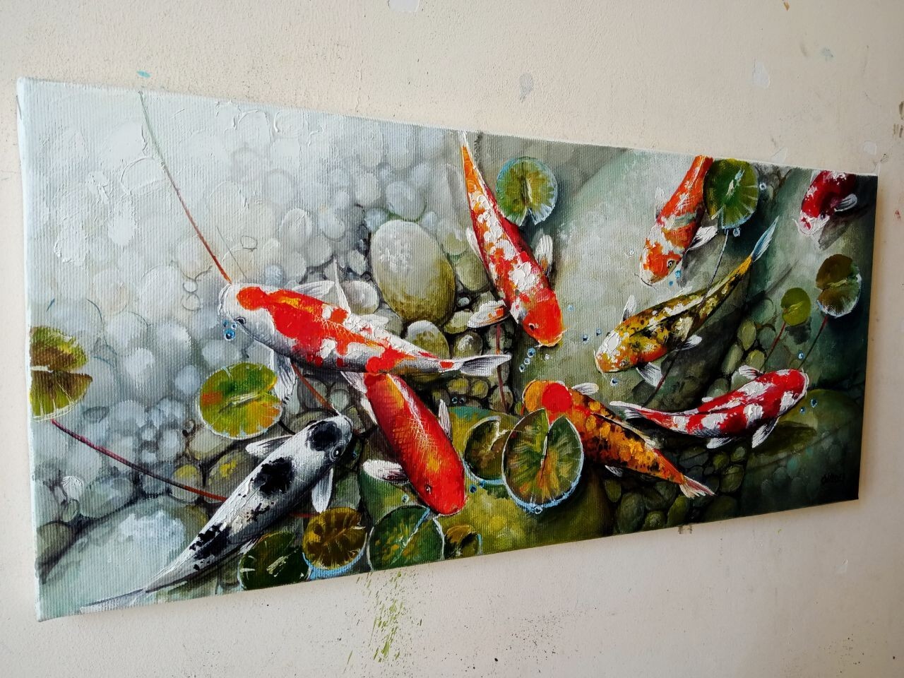 Painting “Koi carp”/Art collection/oil/painting/handmade