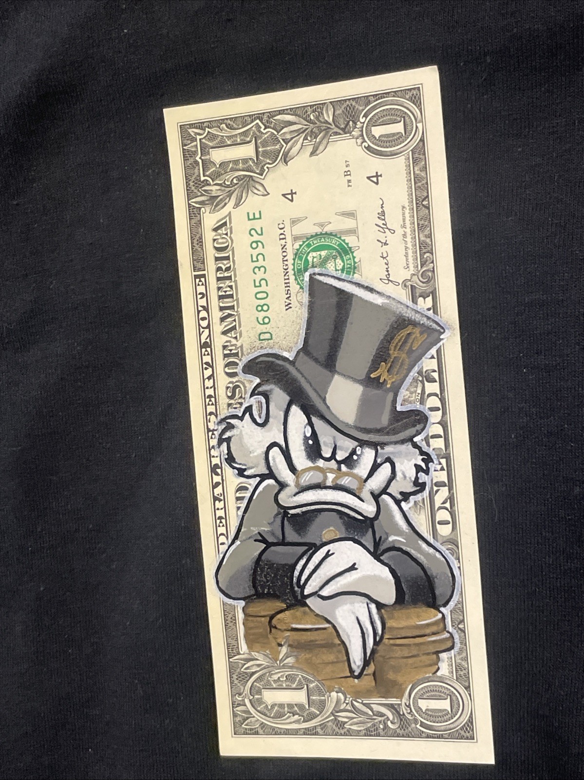 Scrooge Money Mindset 1 Dollar Bill Original painting Graffiti Art Street Art