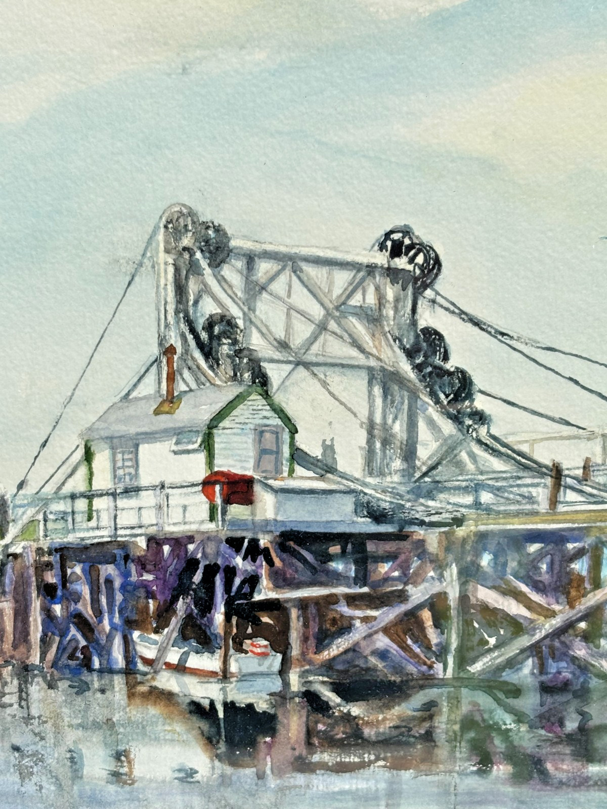 Original Signed Framed Watercolor Painting Watson & Crabtown Creeks Manasquan NJ