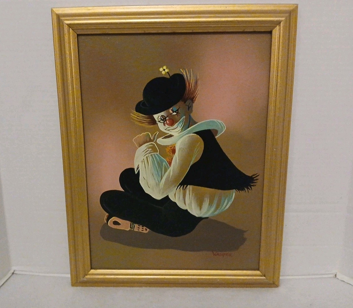 Original Clown Oil Painting by Kasper Collectible Art Framed Chicago 12×16