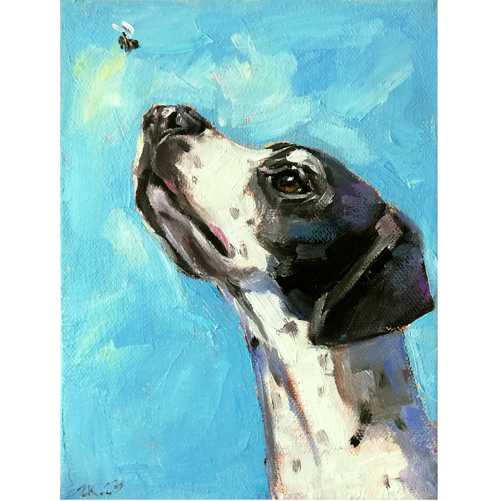 Custom Pet Portrait Dog Cat Animal Original Oil Painting From Photo