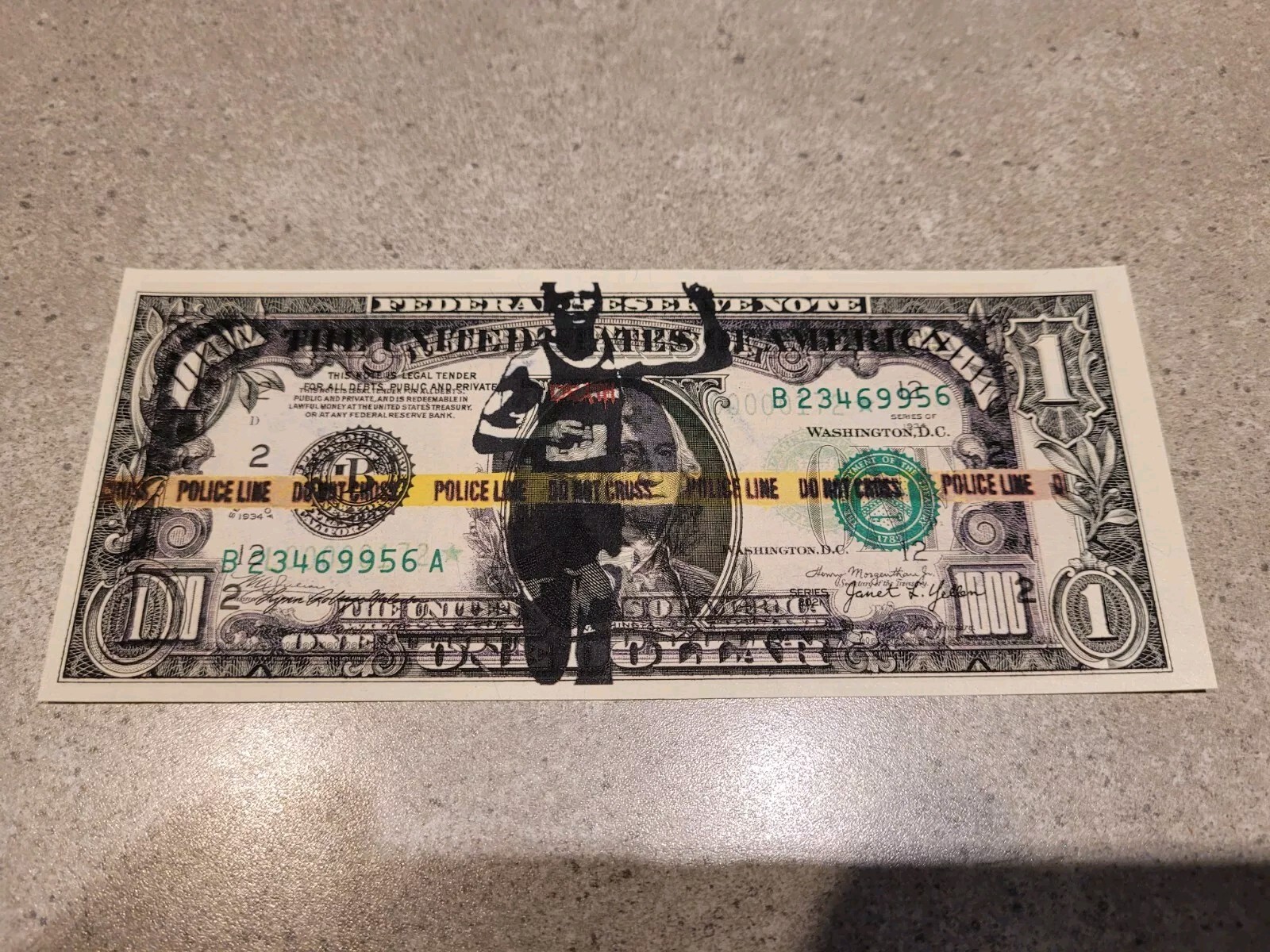 U.S 1 dollar bill Real Pop Art Original Signed Death NYC BANSKY Racer RARE FIND