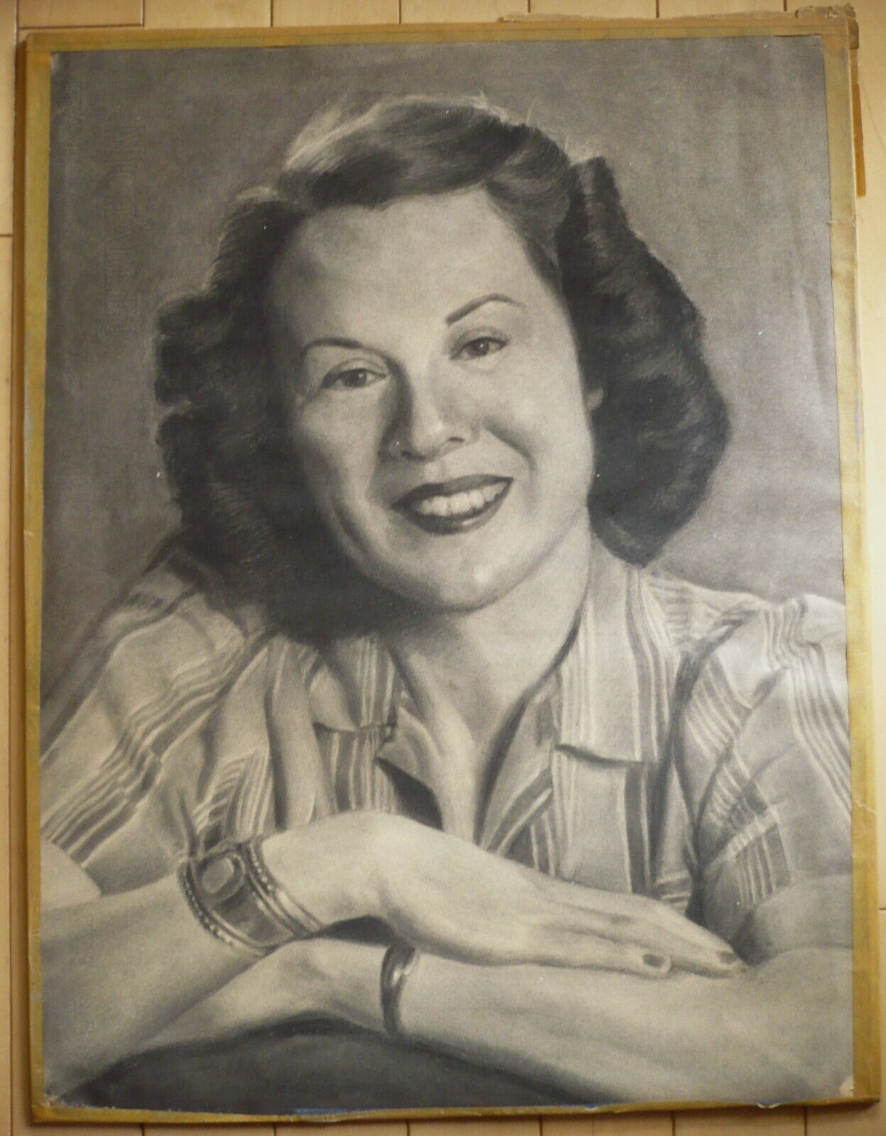 MARIO RUEDA, 1951 CHARCOAL DRAWING REALISM SUPERB DETAIL MID 20th CENTURY MODERN