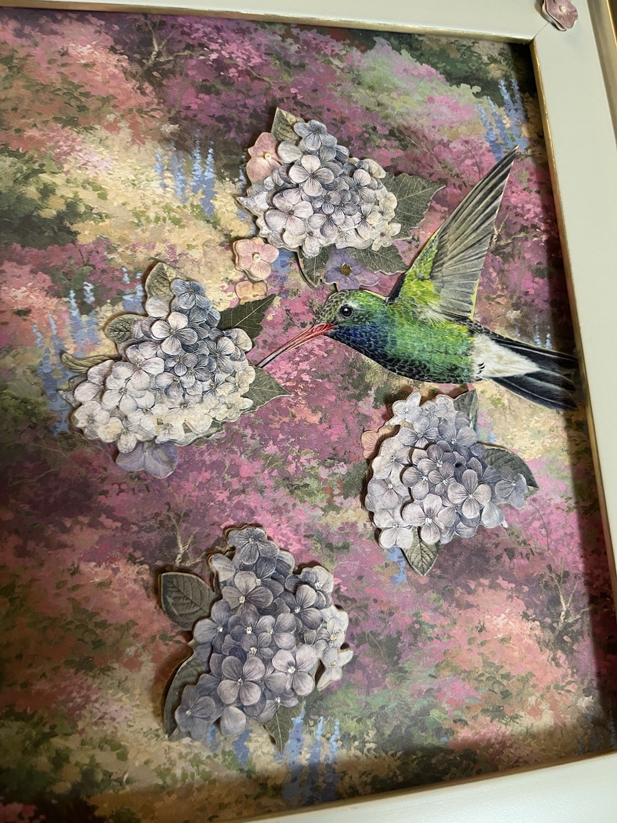 Set Of 2 Watercolor Floral 🌺💐Bird 🕊️Print Collages 12 1/2 X 10 1/2 Framed