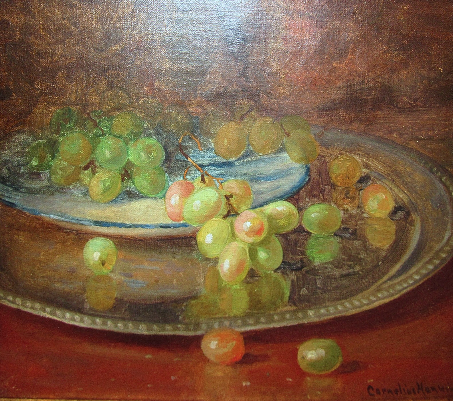 Cornelius Hankins 1890s Still Life with Grapes Listed Tennessee Virginia Artist