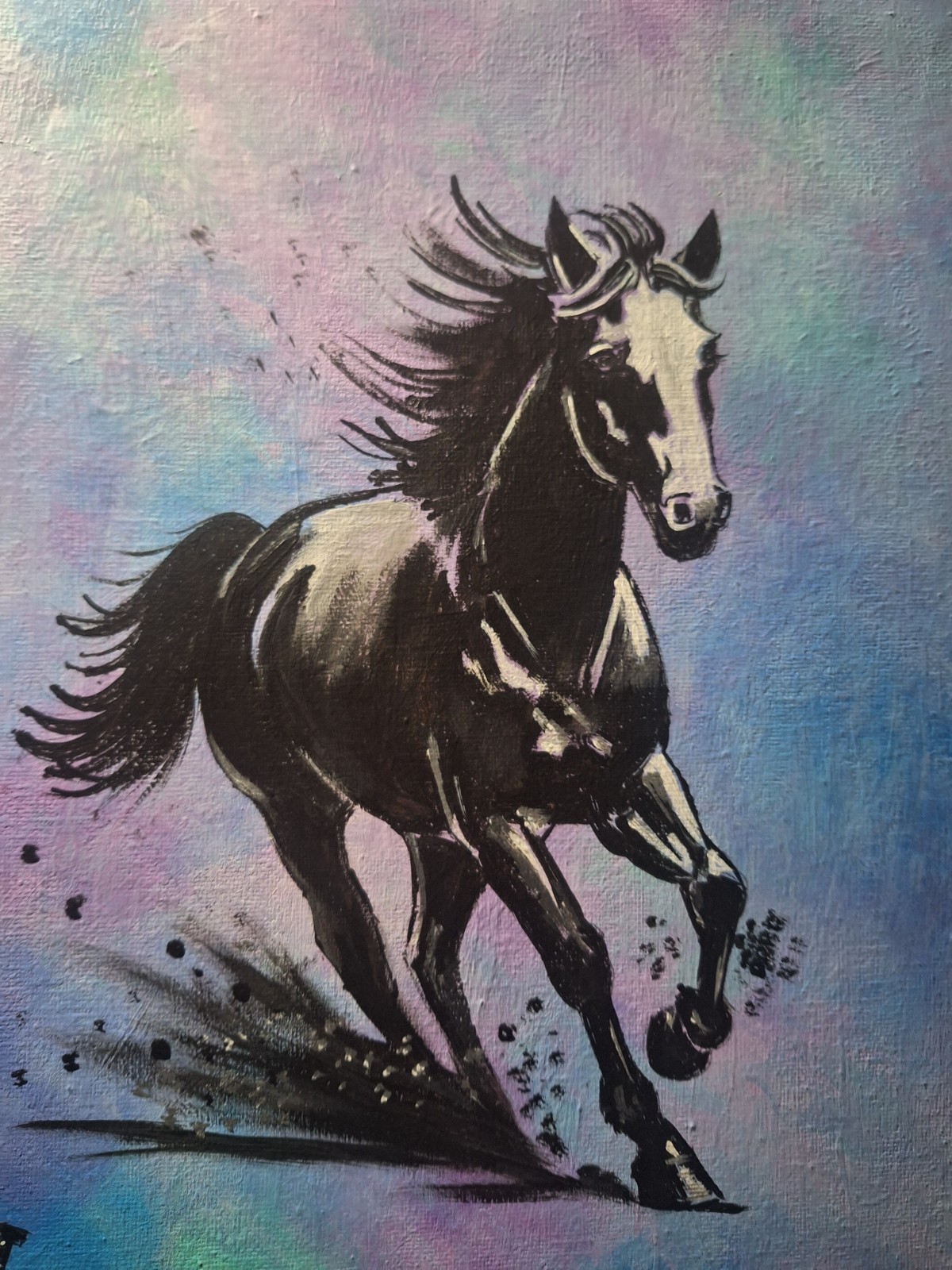 Abstract Expressionist Original Pastel Horse 11×14 Canvas Free Shipping