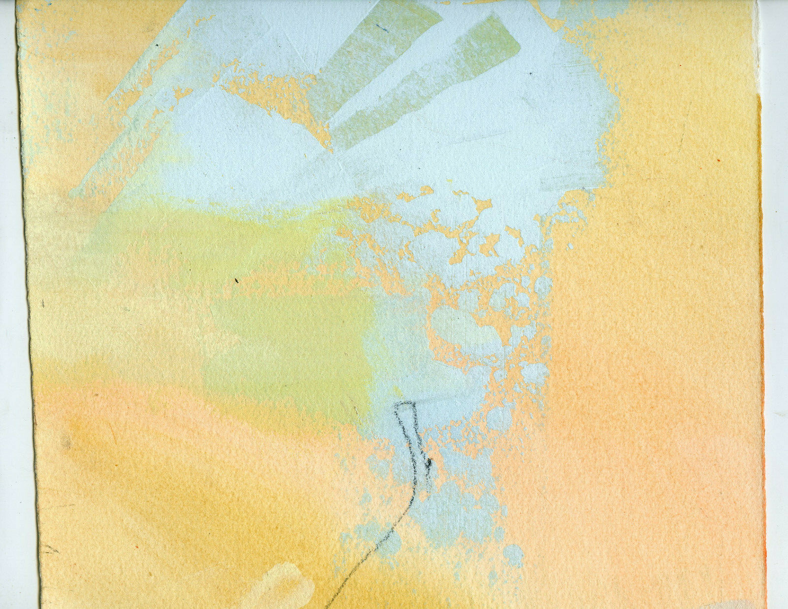 10″ Mixed Media Painting Abstract Carolynn Mann Art Orange Blue Sunrise Rays