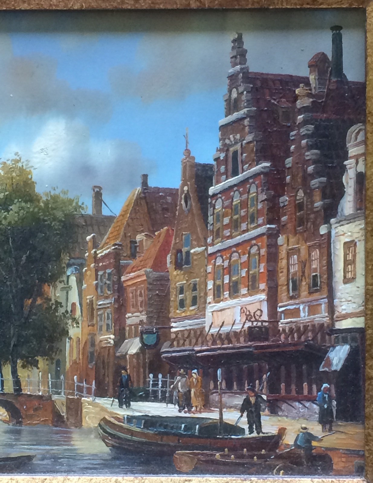 After E. A. Hilverdink – Amsterdam Canal Scene Munttoren Painting on 5”x7” Panel