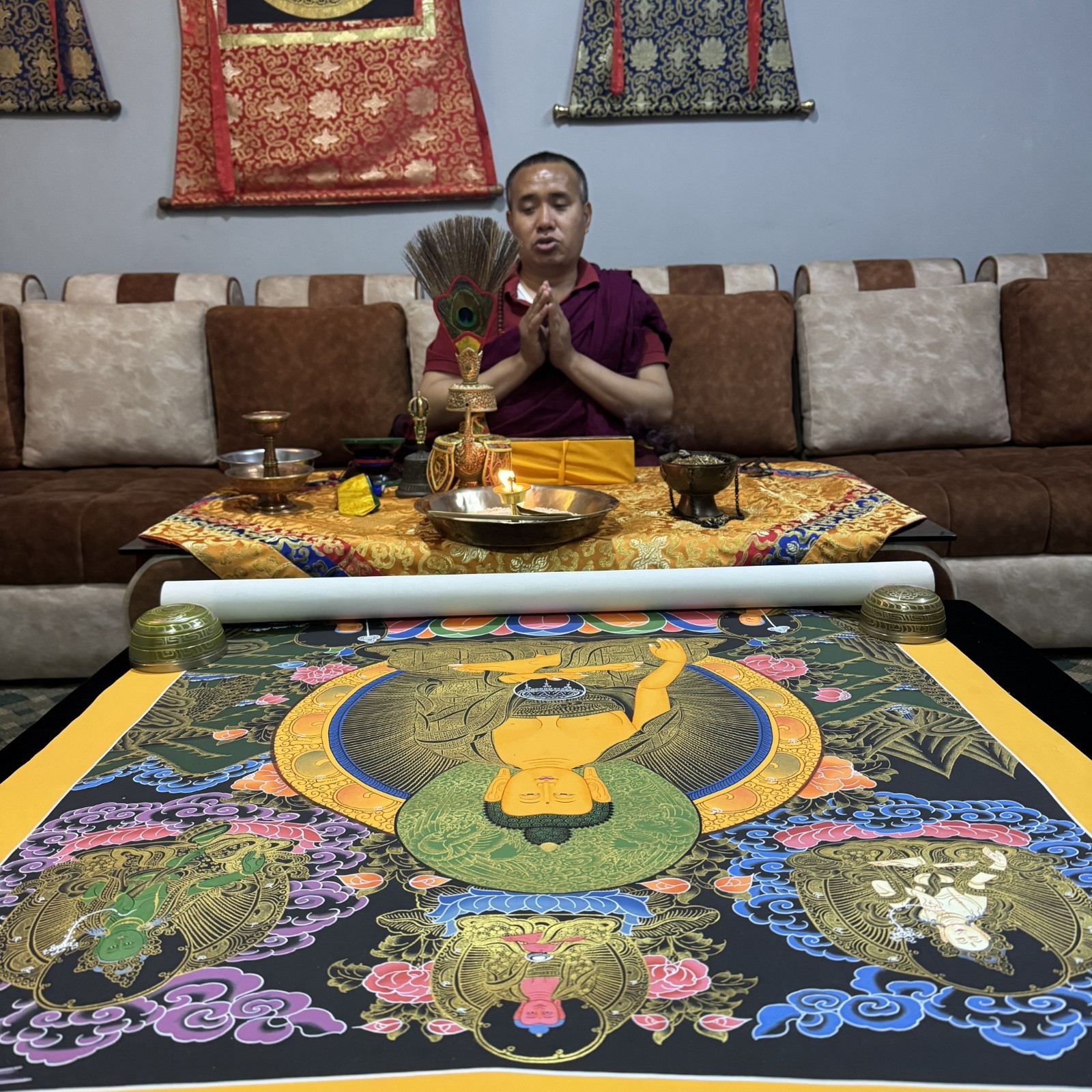 101cmx80cm Shakyamuni Buddha Thanka Art