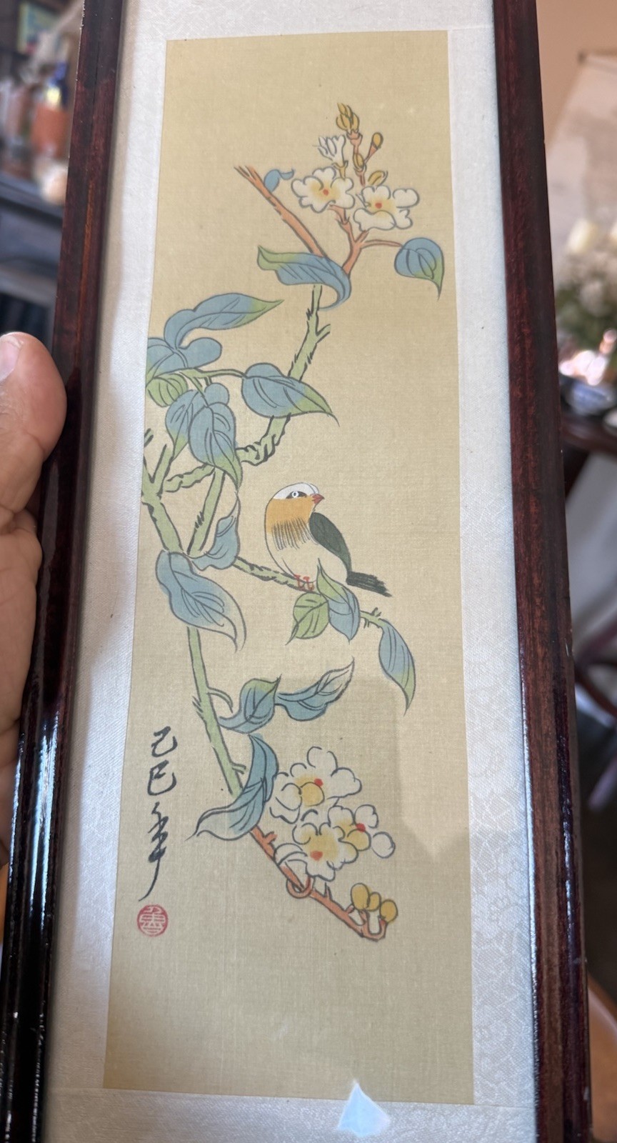 Chinese Chinoiserie Gouache Watercolor Silk Painting, Rare Asian Art Gifts