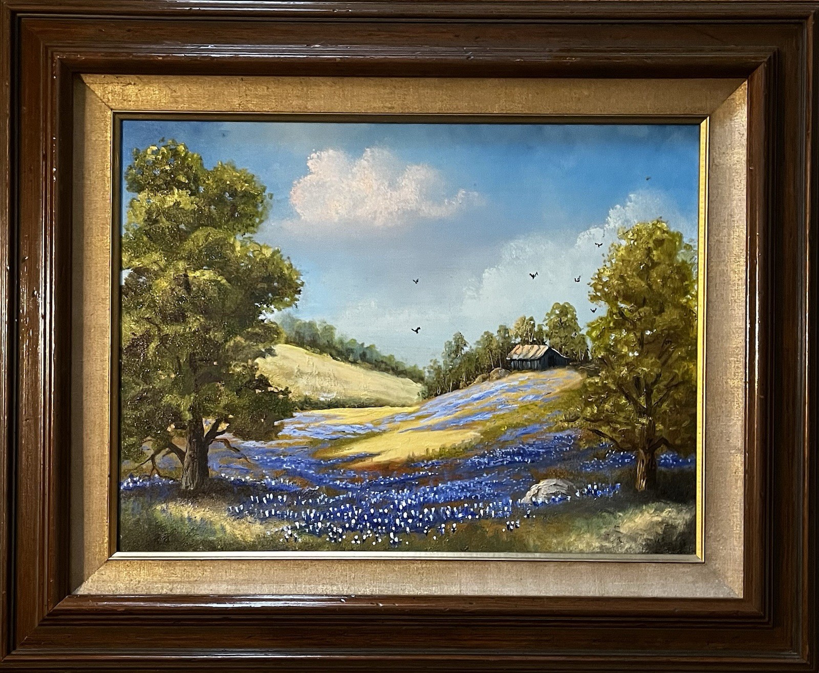 PW Hickman-LG Fabulous Bluebonnet Oil Painting-Hill Country Scene-Texas Artist