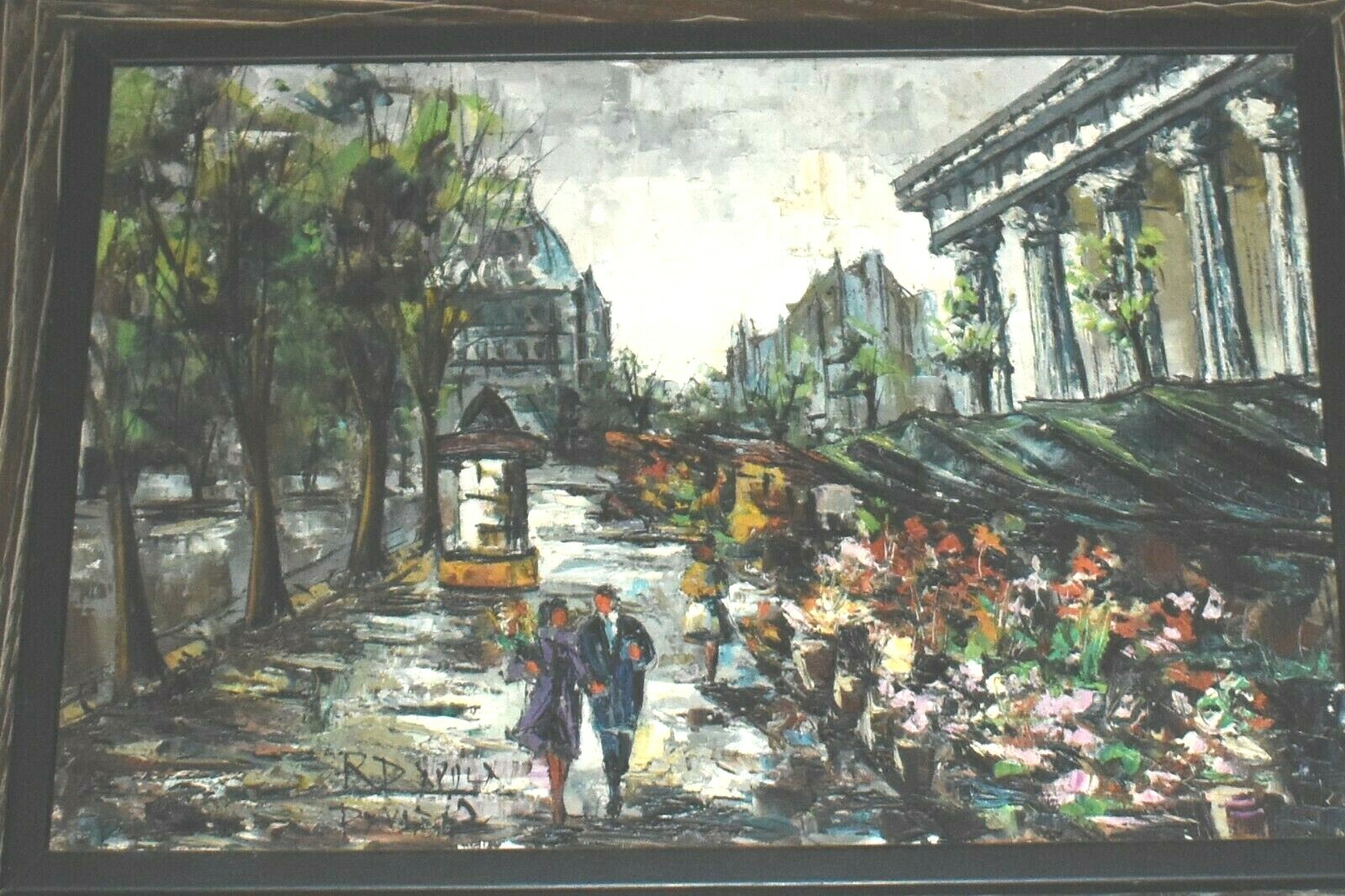 Original R Dyrolx? Paris 62 Impressionist Oil on Canvas Painting Signed Framed
