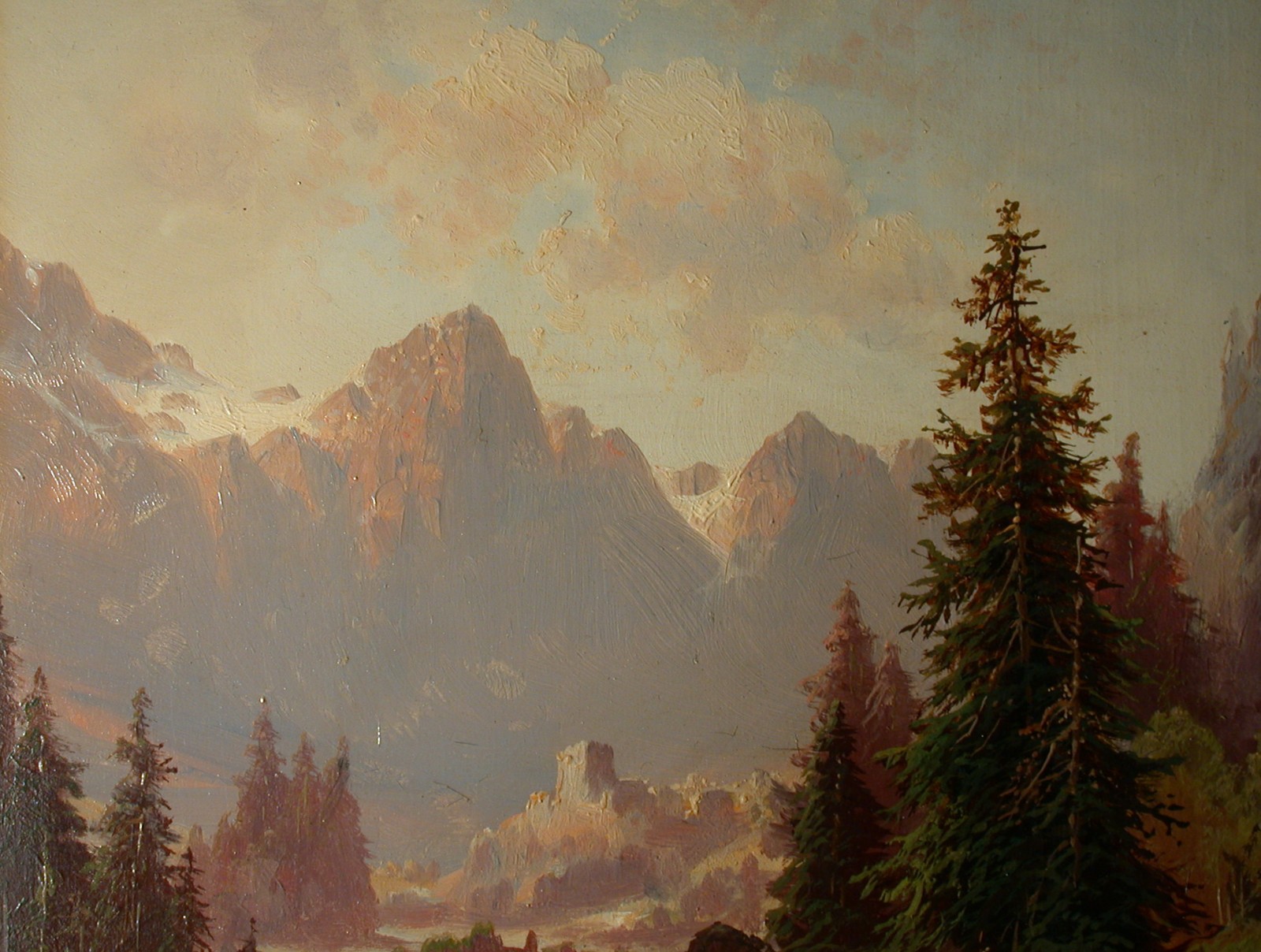 C.R.v.Lorenz – Julius Zopf – mountain landscape with river and castle.
