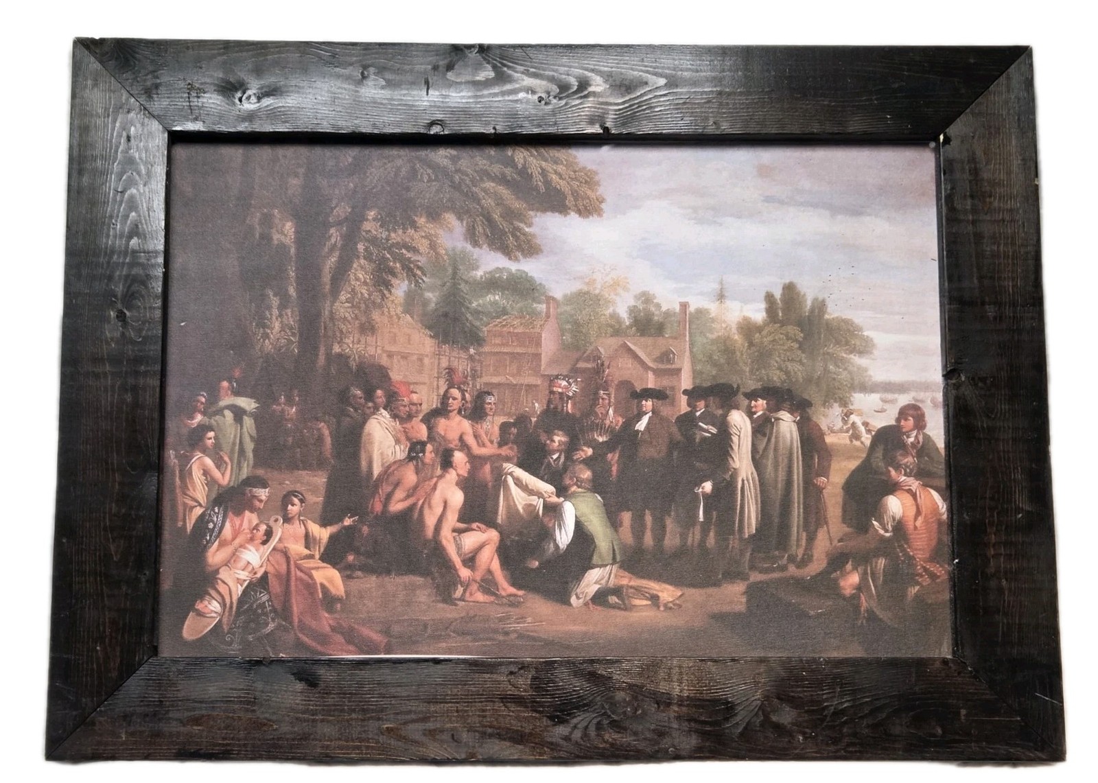 Oil Painting By Benjamin West William Penns 1683 Treaty With The Indians Framed