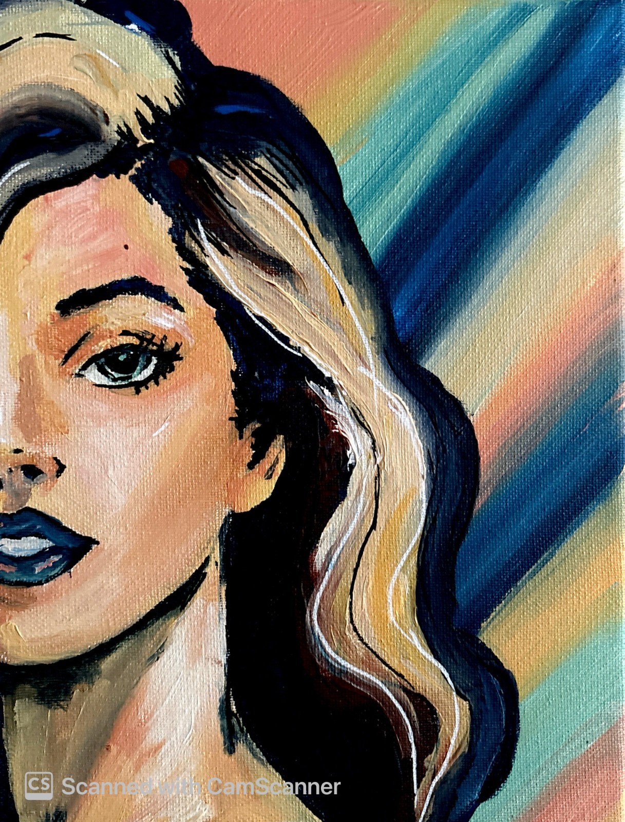 Original Acrylic Painting 14X11 Signed Canvas Art, Coffee Break Portrait