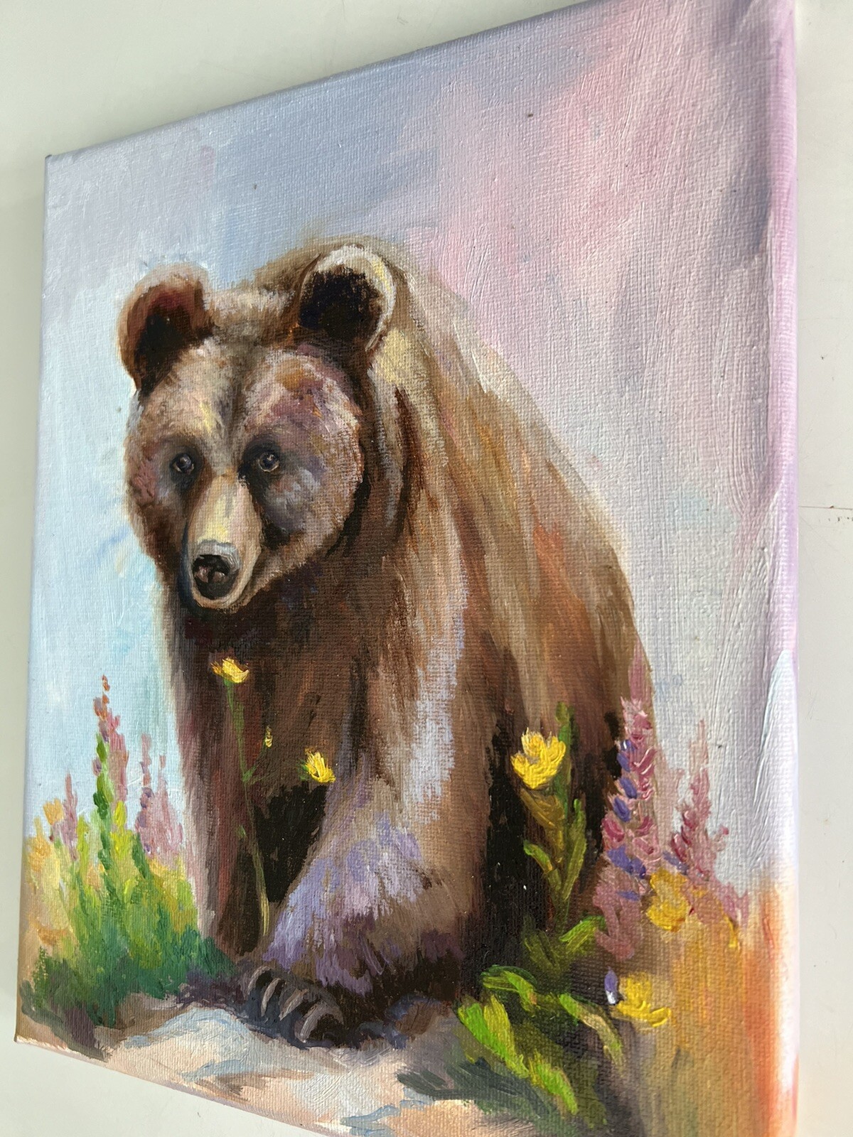 Bear Portrait, 8×10 inches, Original painting oil, Wall Art Decor, Birthday Gift