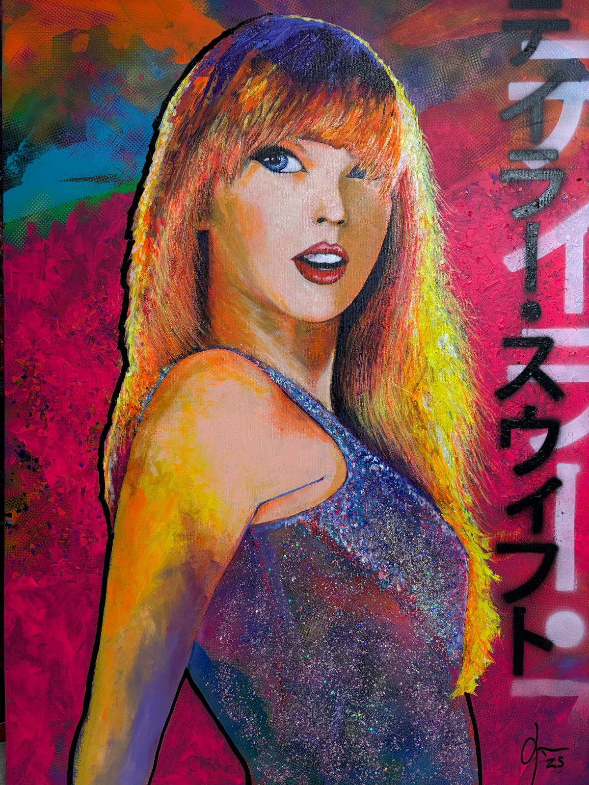 TAYLOR SWIFT Pop Art Painting Original Unique Swiftie Collectible Travis Kelce