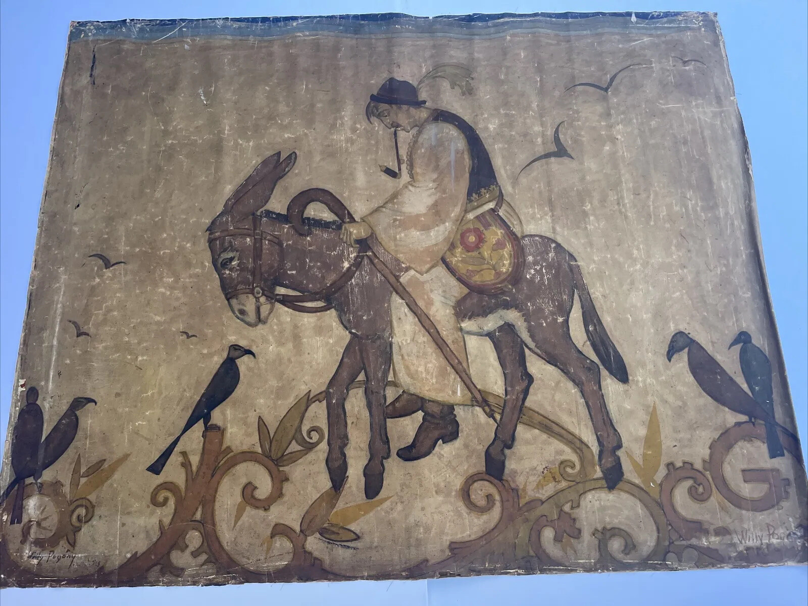 William Pogany Painting Illustration Large Mural Old Famous Hungarian Listed