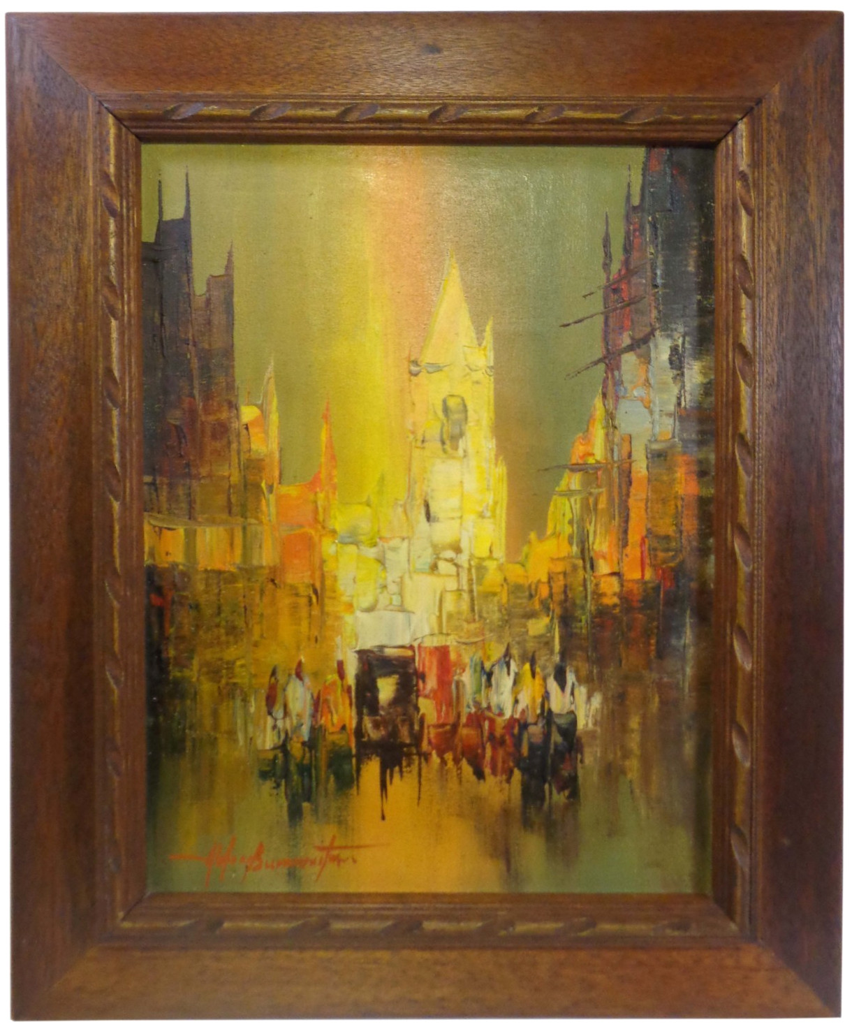 ALFREDO BUENAVENTURA (FILIPINO, 1942–1982) ABSTRACT MANILA CITYSCAPE IMPASTO O/C