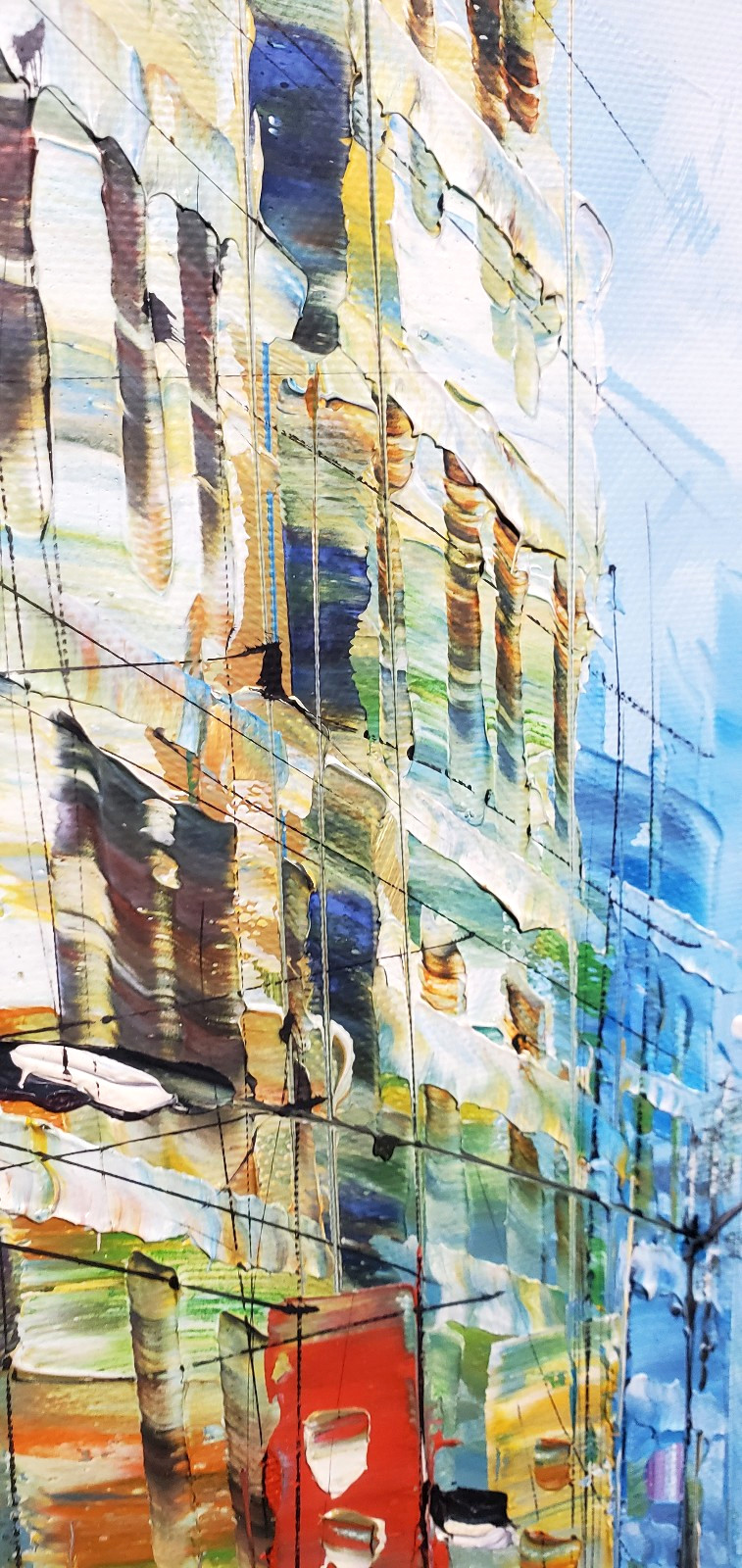 Stunning W. Tong Impressionist Hong Kong Streetscape Oil Painting Framed 23×27″