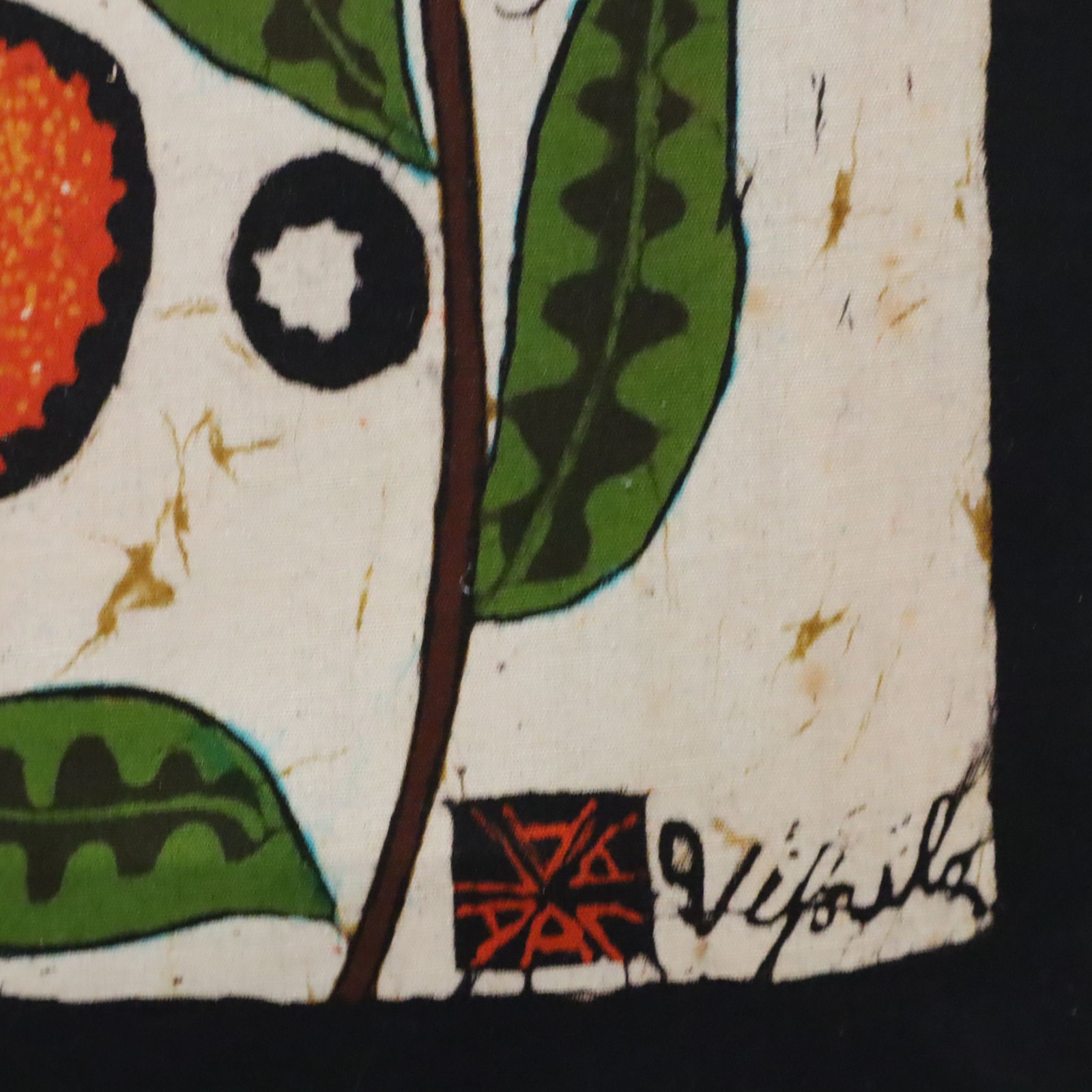 Vipula Dharmawardena Batik Textile Folk Art Floral Butterfly Bird Sri Lanka Silk