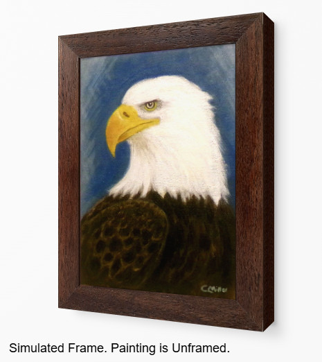 Original Painting American Bald Eagle 5×7 Rustic Bird Wall Art Modern Decor