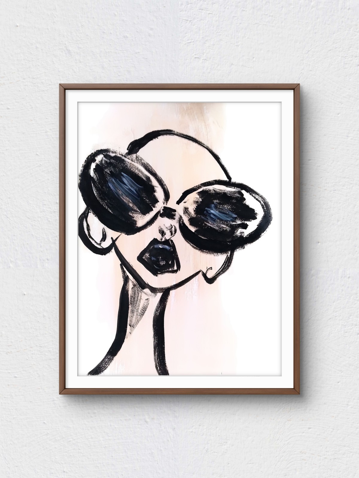 Original Hand Painted 9×12 Woman Sunglasses Acrylic Signed Contemporary Art