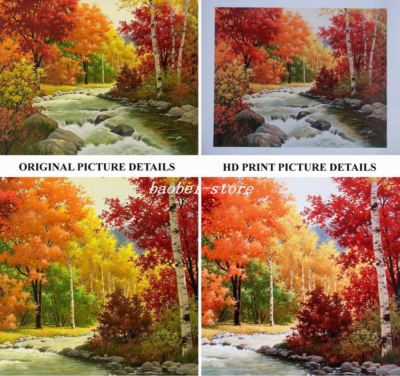 Ducks and ducklings put in the stream oil painting HD printed on canvas L3097