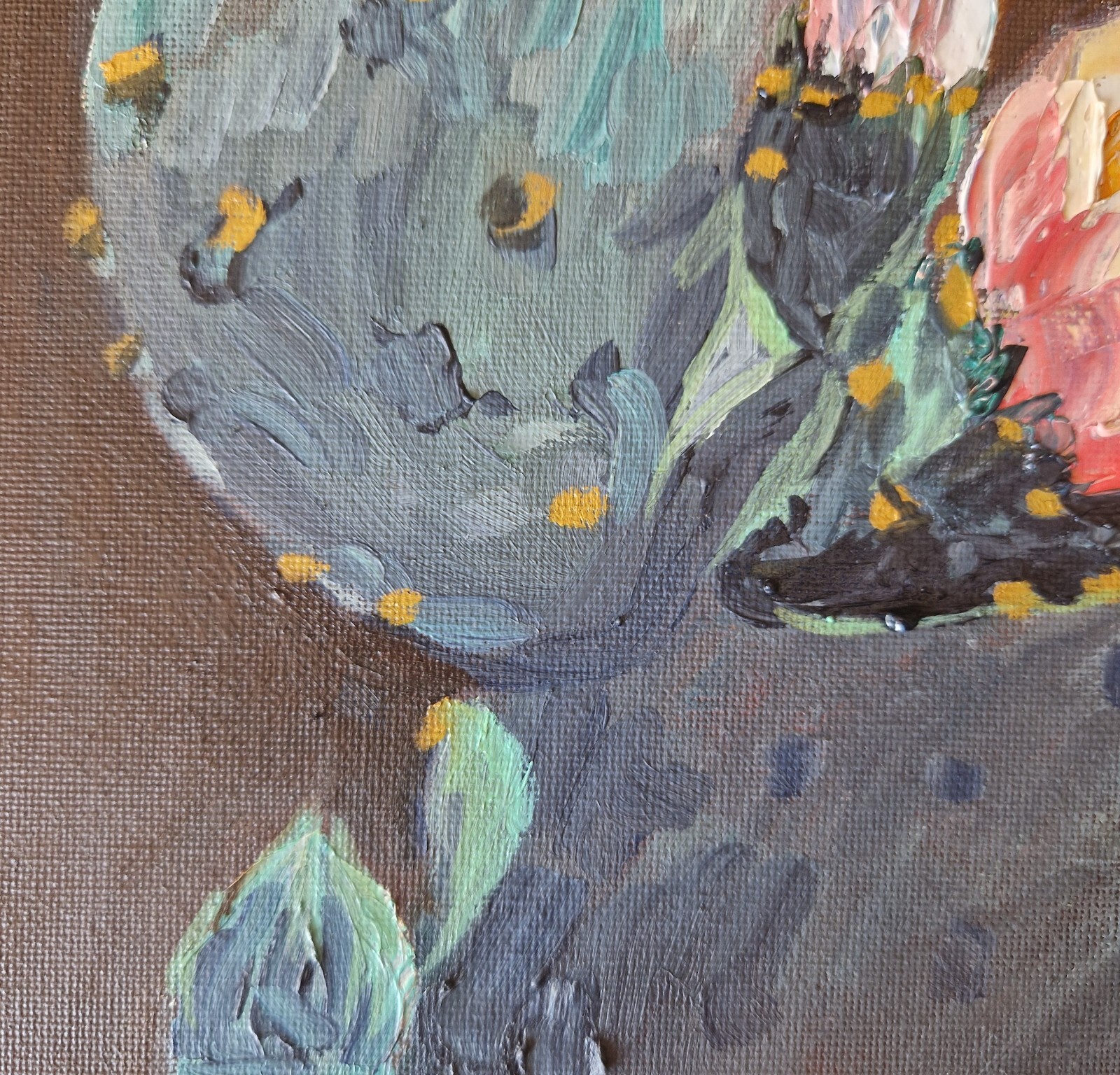 Cactus in Bloom – Original Oil Painting 10×12″
