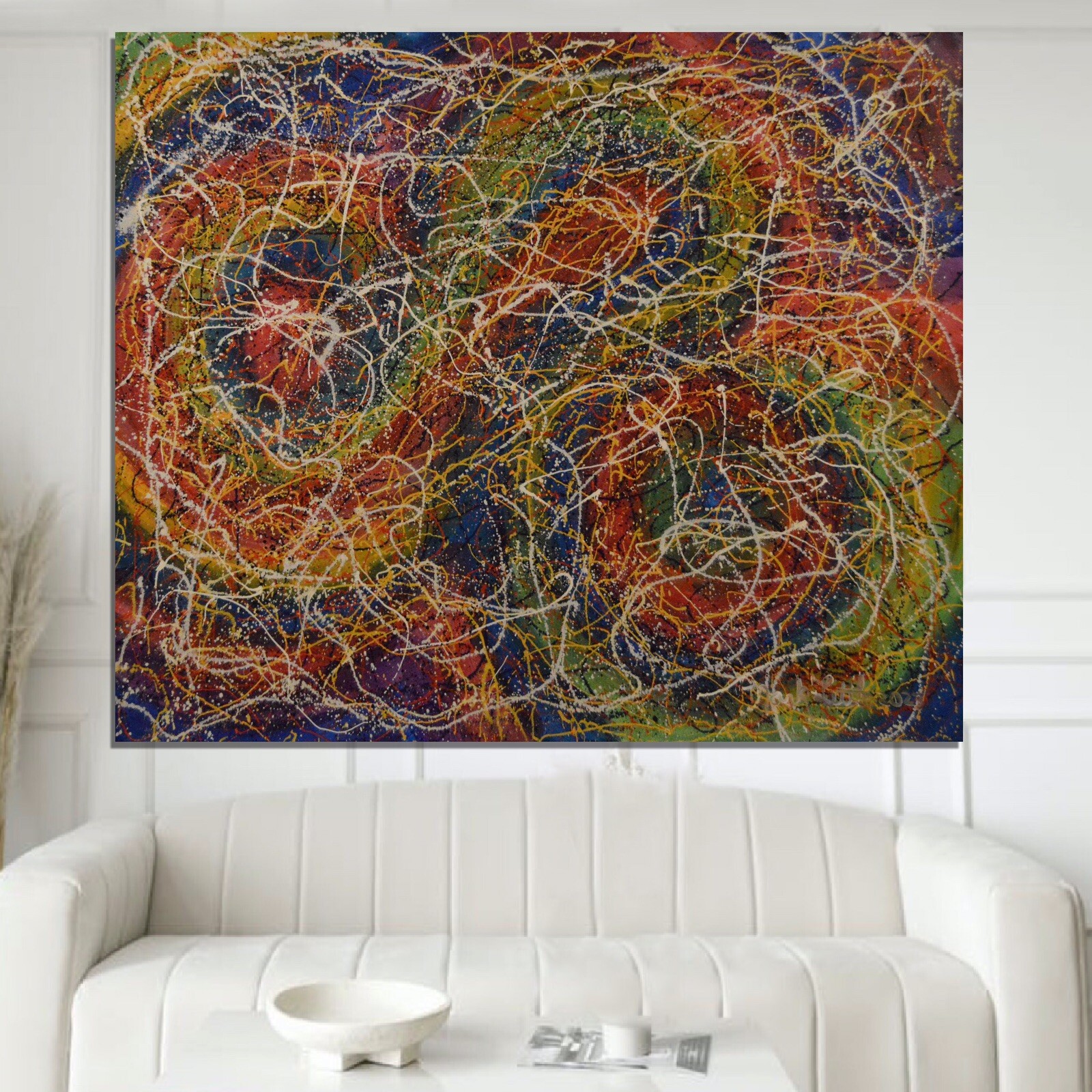 Jackson Pollock style￼￼ Canvas painting￼ 72” X 60”Abstract,Modern,XL, Landscape￼