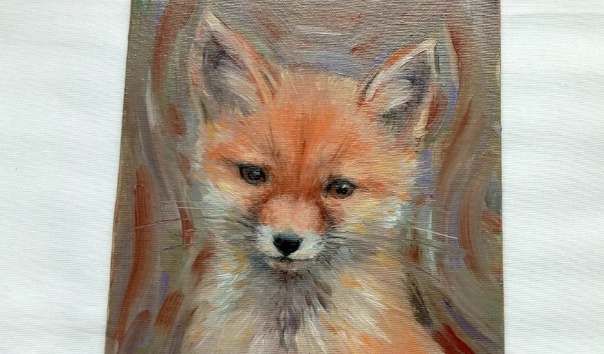 Fox Oil Painting on Canvas ORIGINAL 6×8 in Animal Portrait Cute Red Fox Art