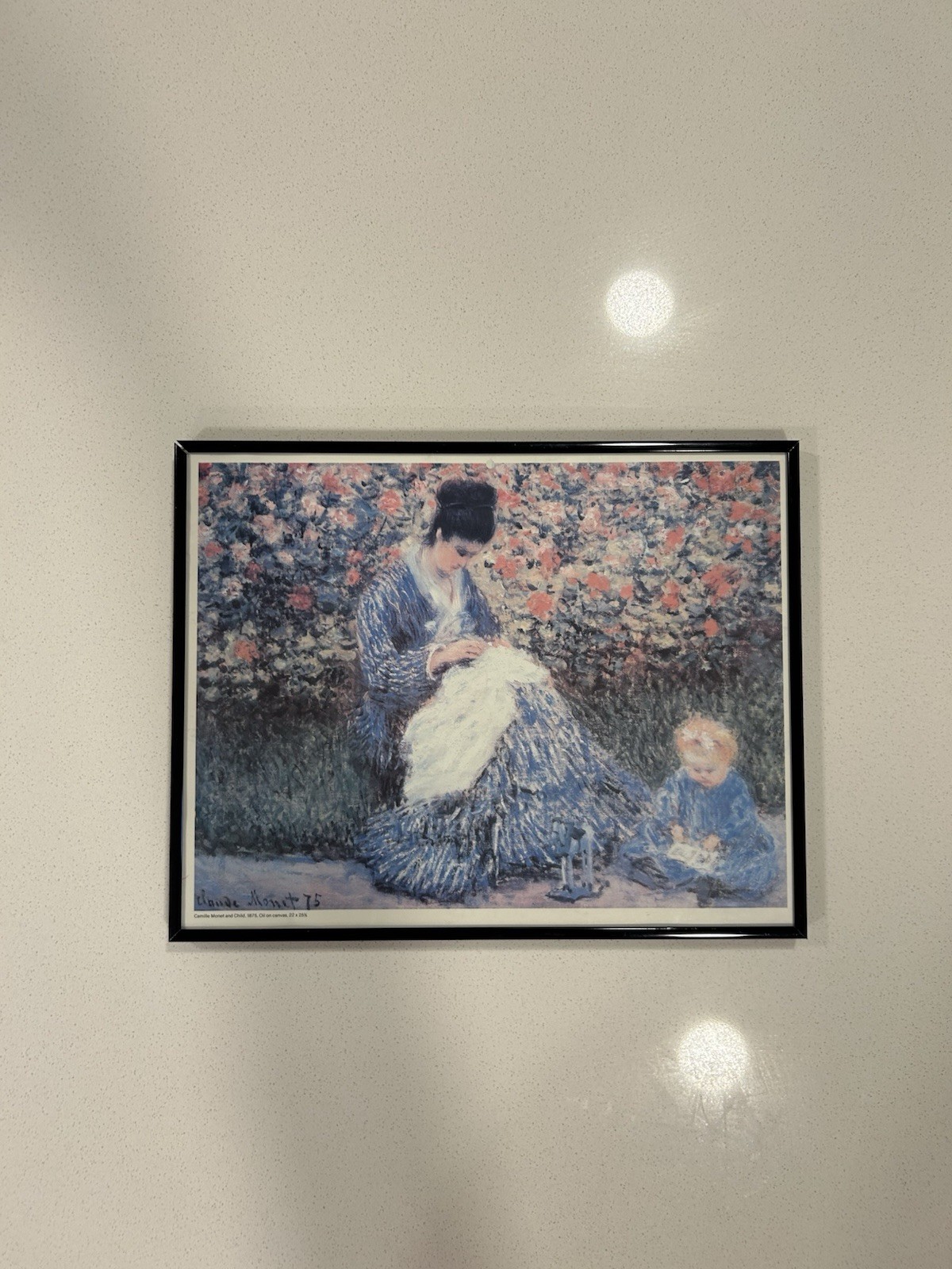 Oil painting Claude Monet – Camille Monet with a child with spring flowers ART