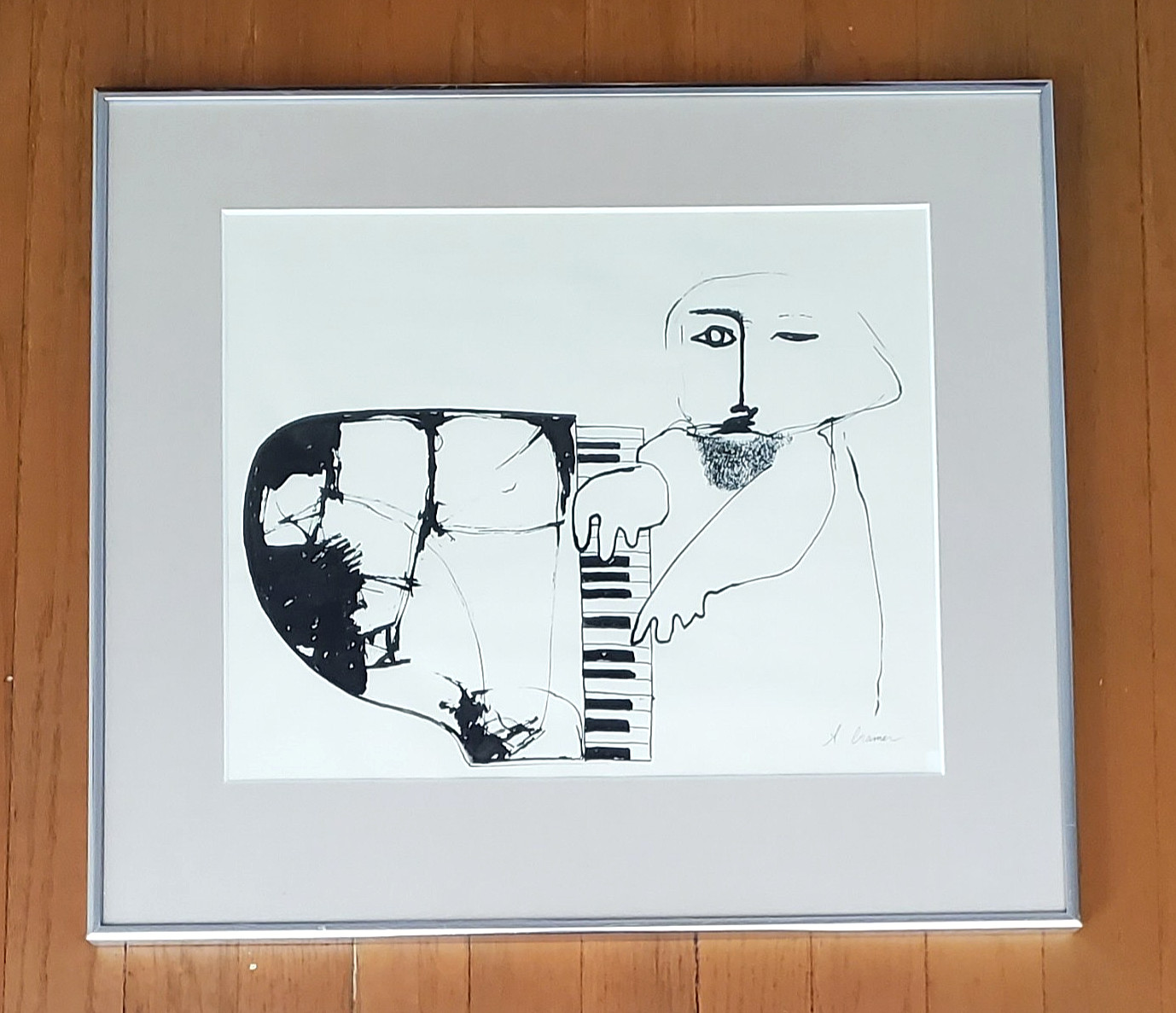 OSWALDO DOGUAYASAMIN STYLE EXPRESSIONIST BLACK & WHITE ART SIGNED FRAMED RARE