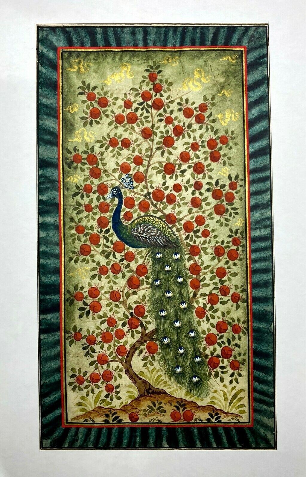 Miniature Painting Persian Art Work Silk Paper Handmade Tree of life 9.6×5.3″