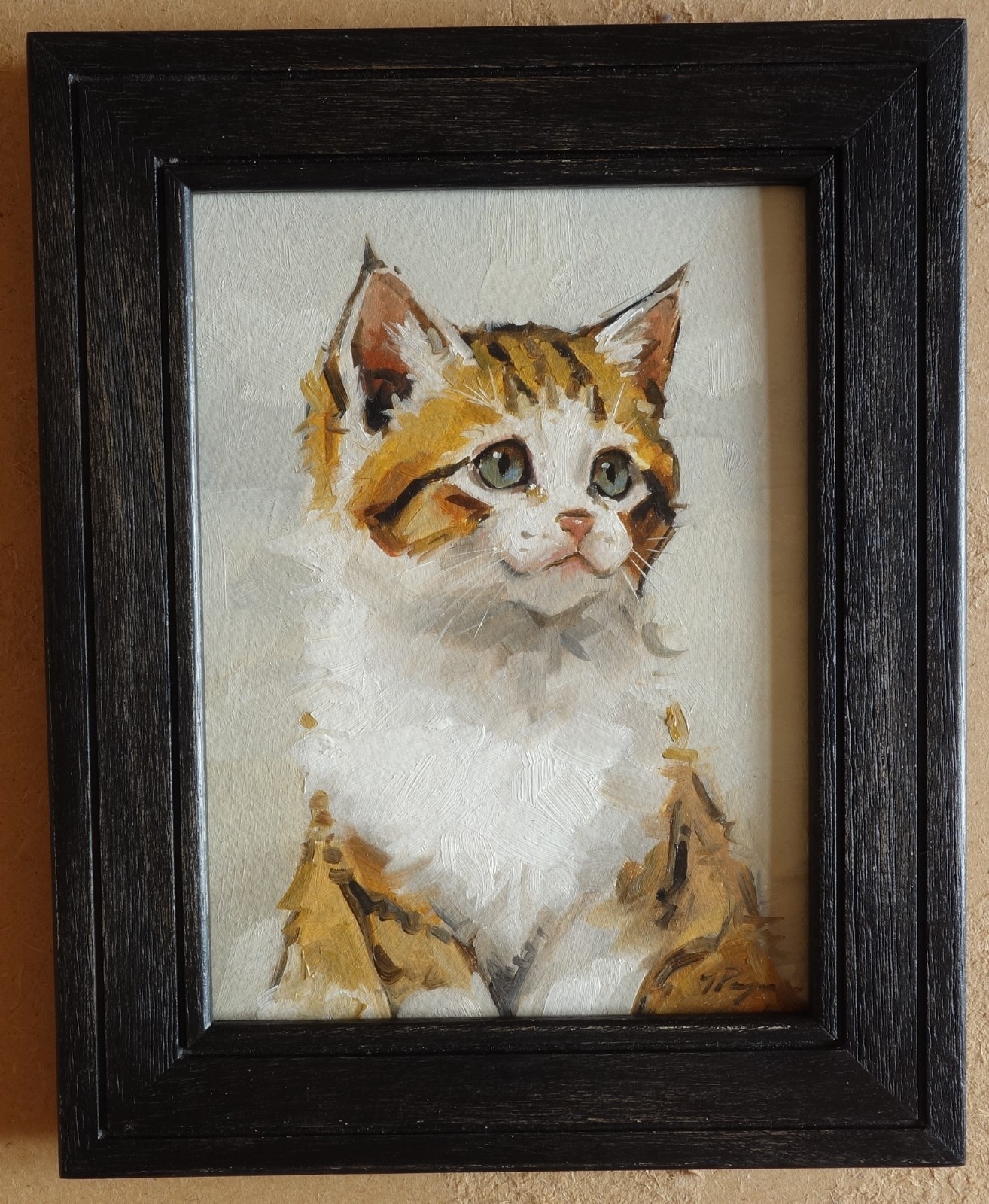 Oil painting of a kitten – cat – original portrait by UK artist j payne
