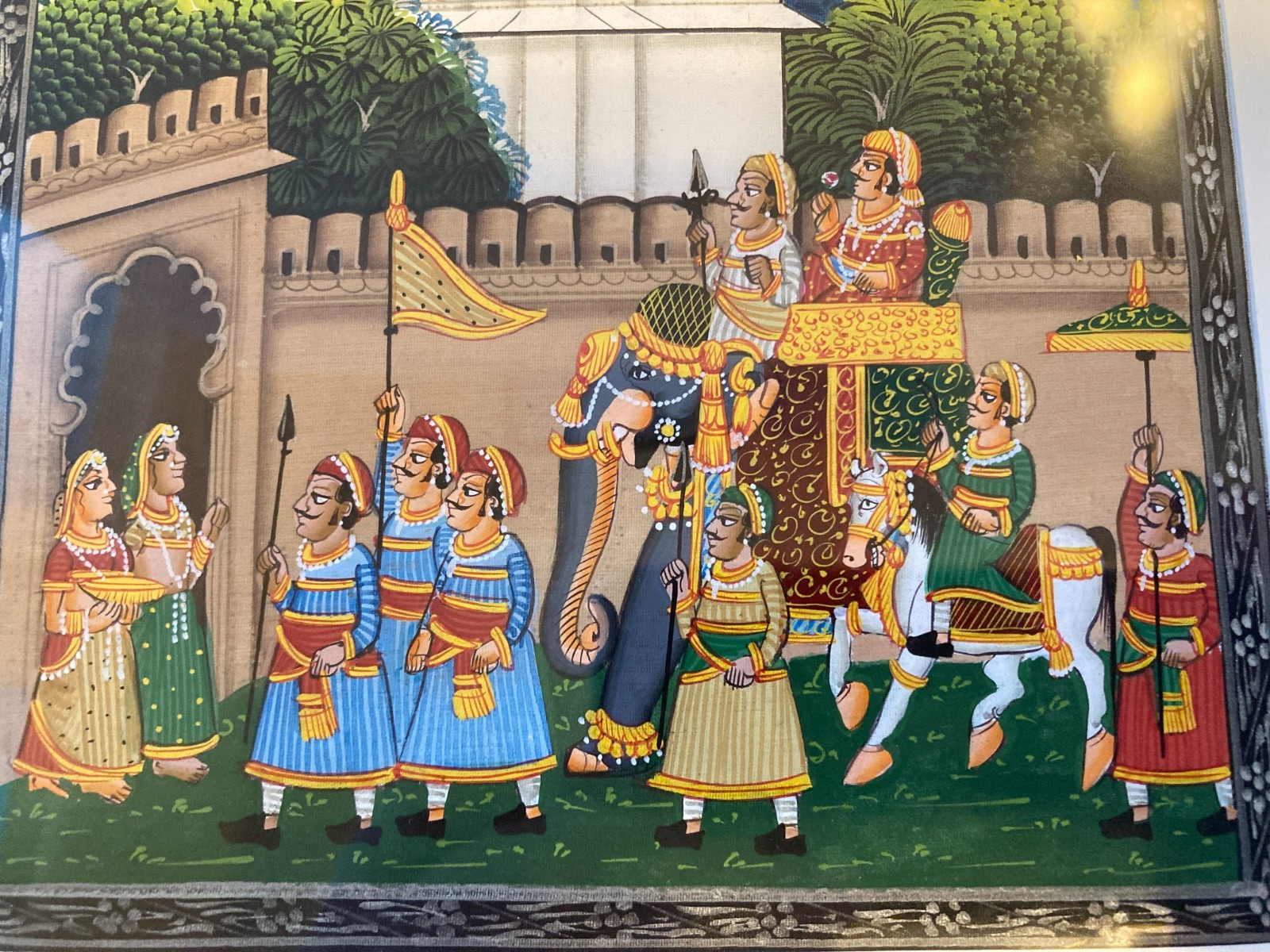 Antique Indian Miniature Painting: Royal Mewar Procession – Hand-Painted Gouache