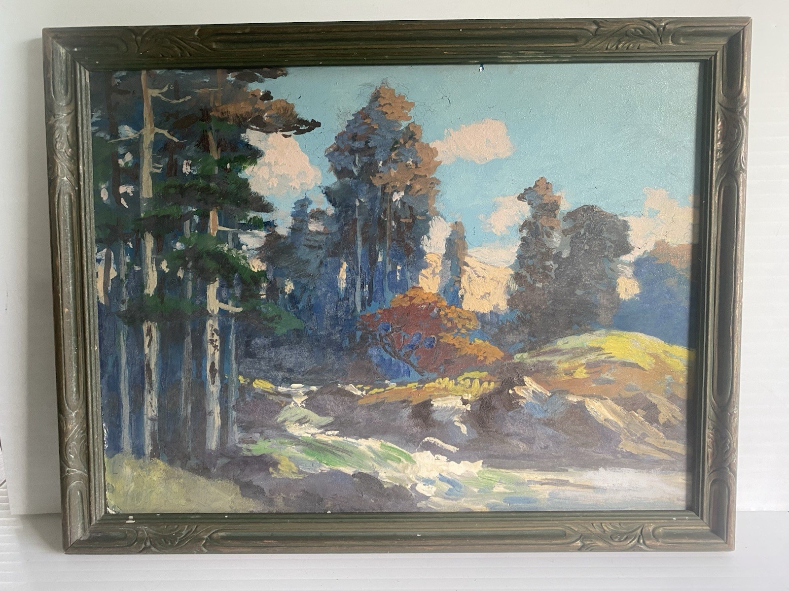 Antique Painting Early California Impressionist Landscape Sierra Nevada Mountain