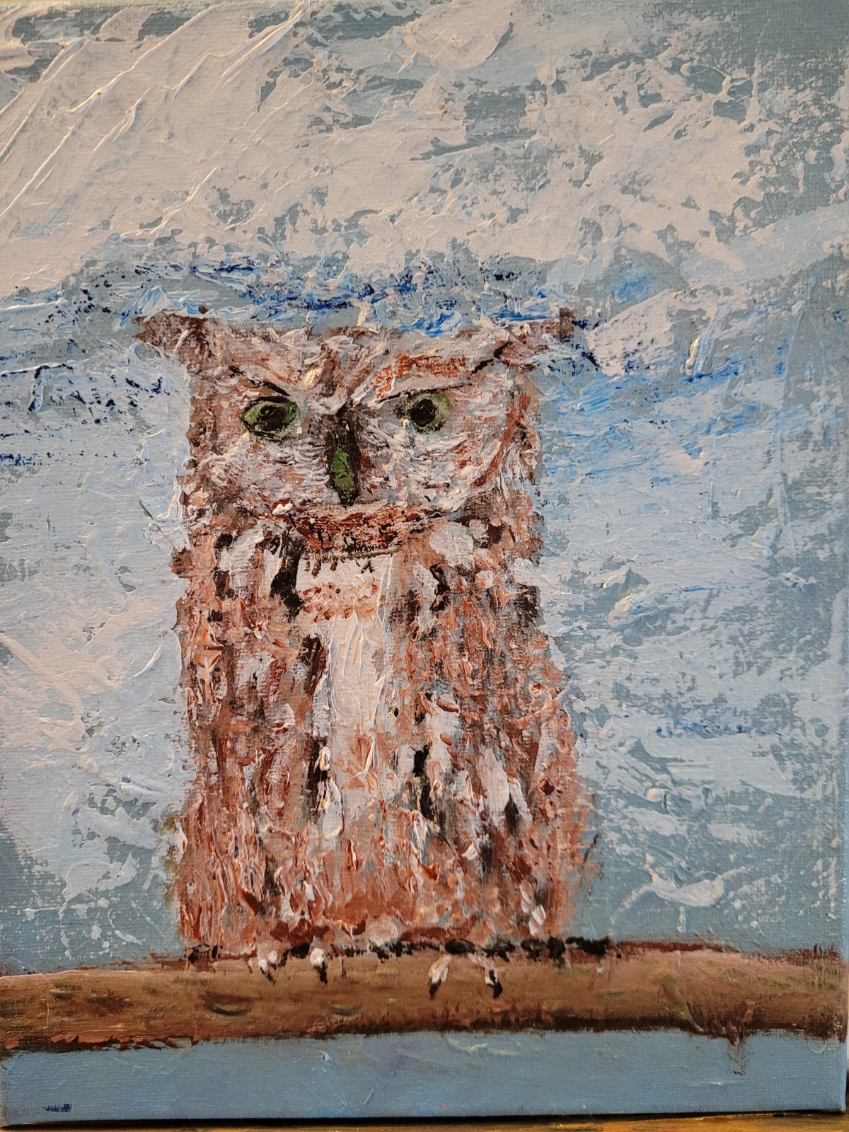 Textured Owl Painting Vibrant Abstract Expressionism Canvas Painting