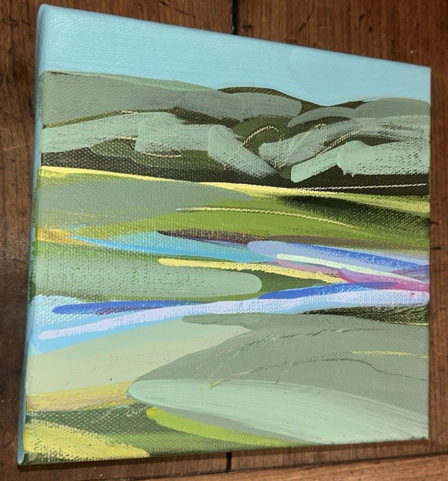 Original ‘20 MARSH AT PAWLEYS signed EM 6”Sq Canvas SC Landscape
