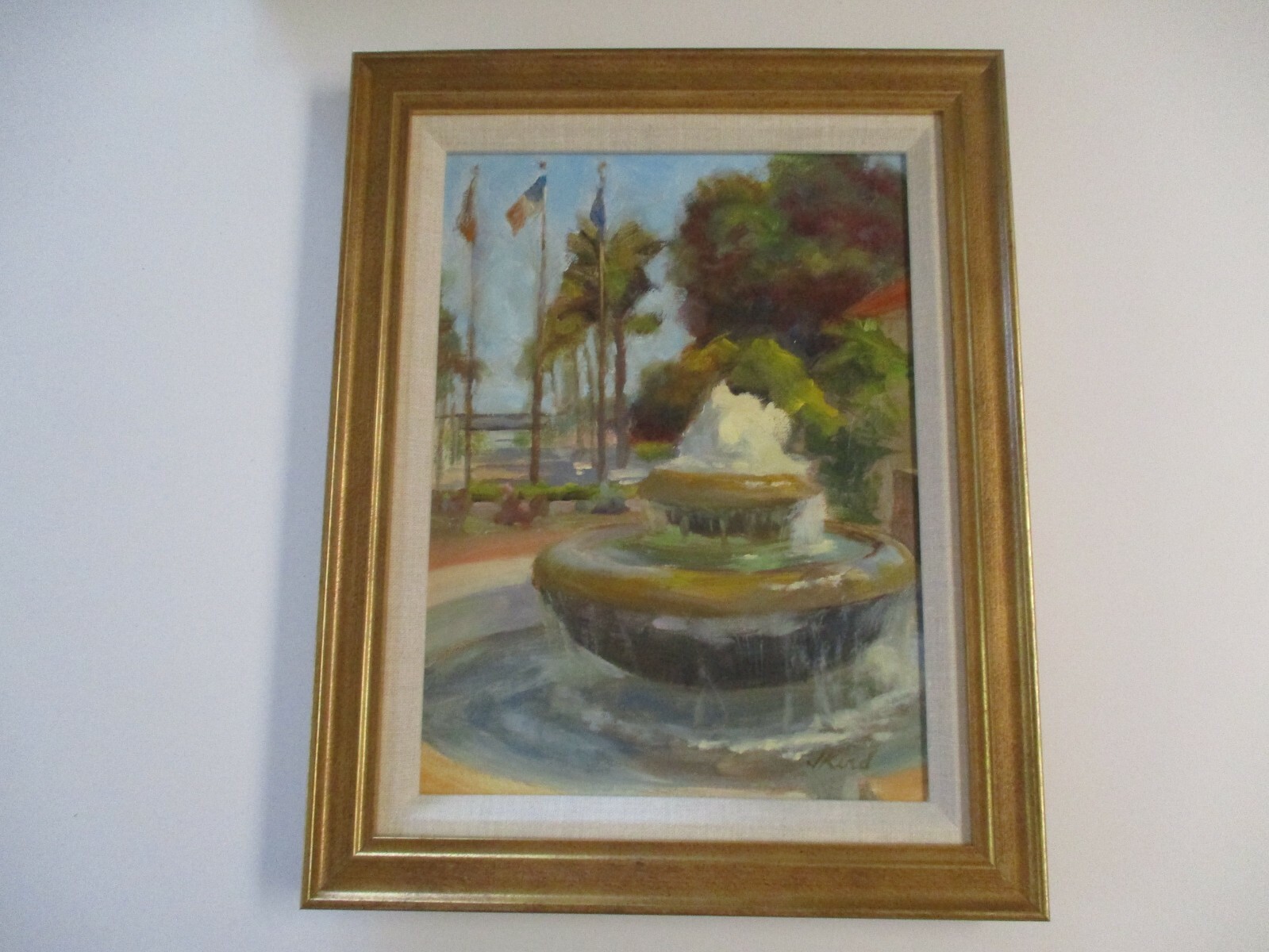 KATHY IKERD OIL PAINTING AMERICAN CALIFORNIA REGIONALIST LANDSCAPE FOUNTAIN
