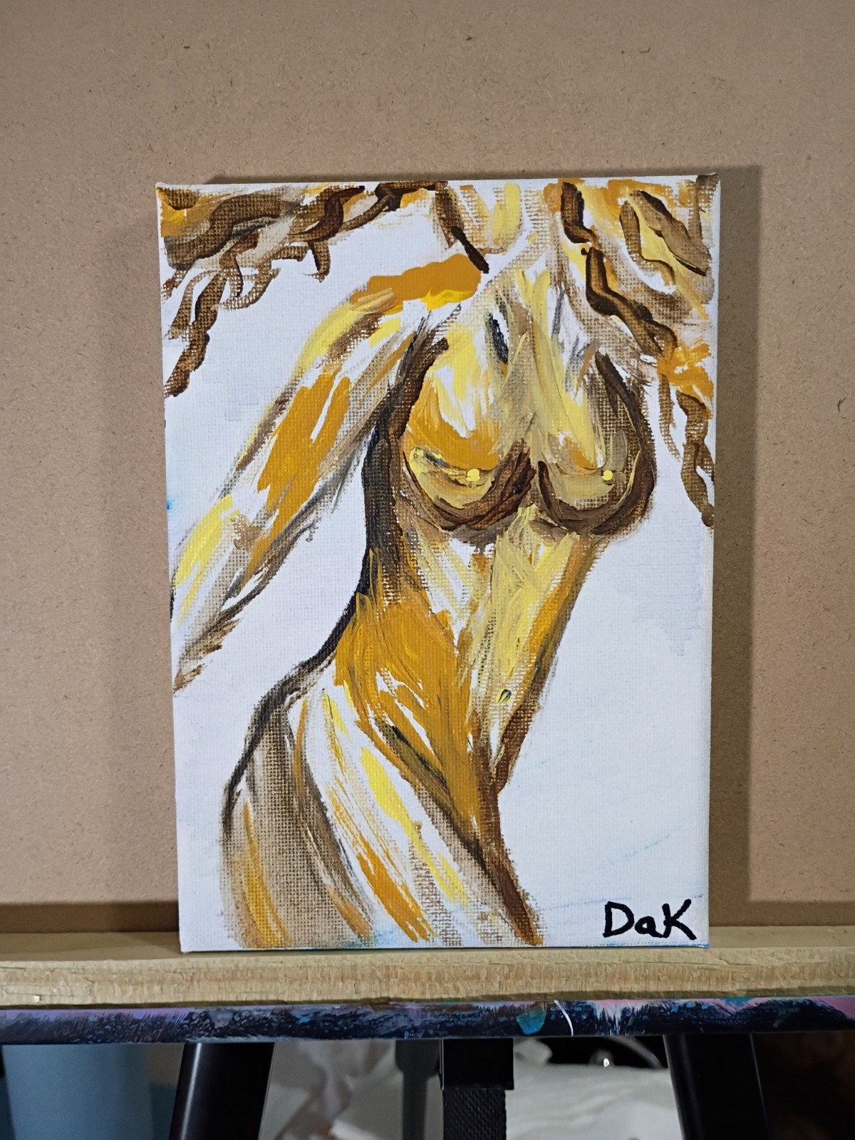 Female Figure 5×7 Canvas Original Art Expressionism Abstract Feminine Woman Girl