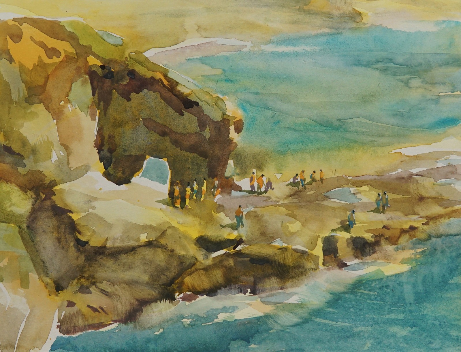 Watercolor Original Painting Seascape Pearl Street Beach III 9×12 Not A Print