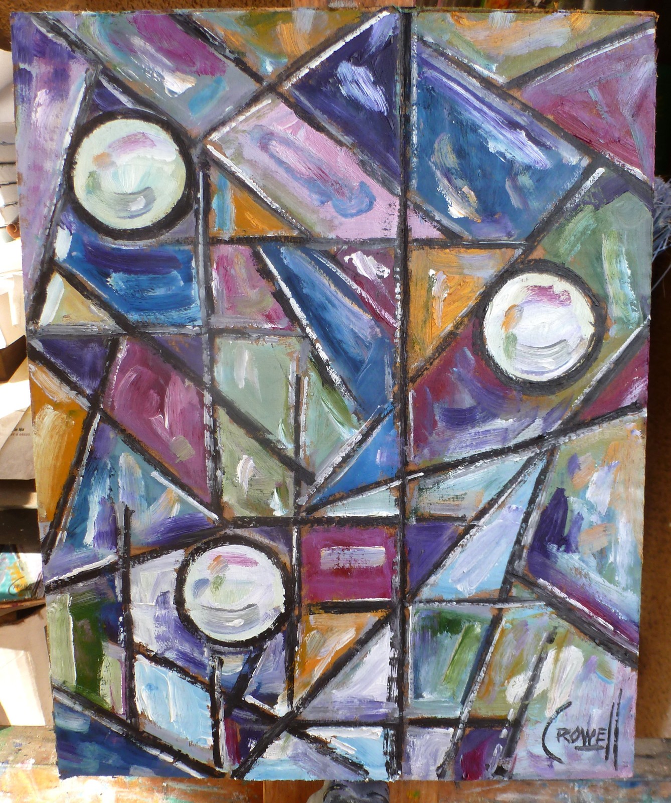 DARK OF THE NIGHT new card panel abstract original 8×10 oil painting by Crowell