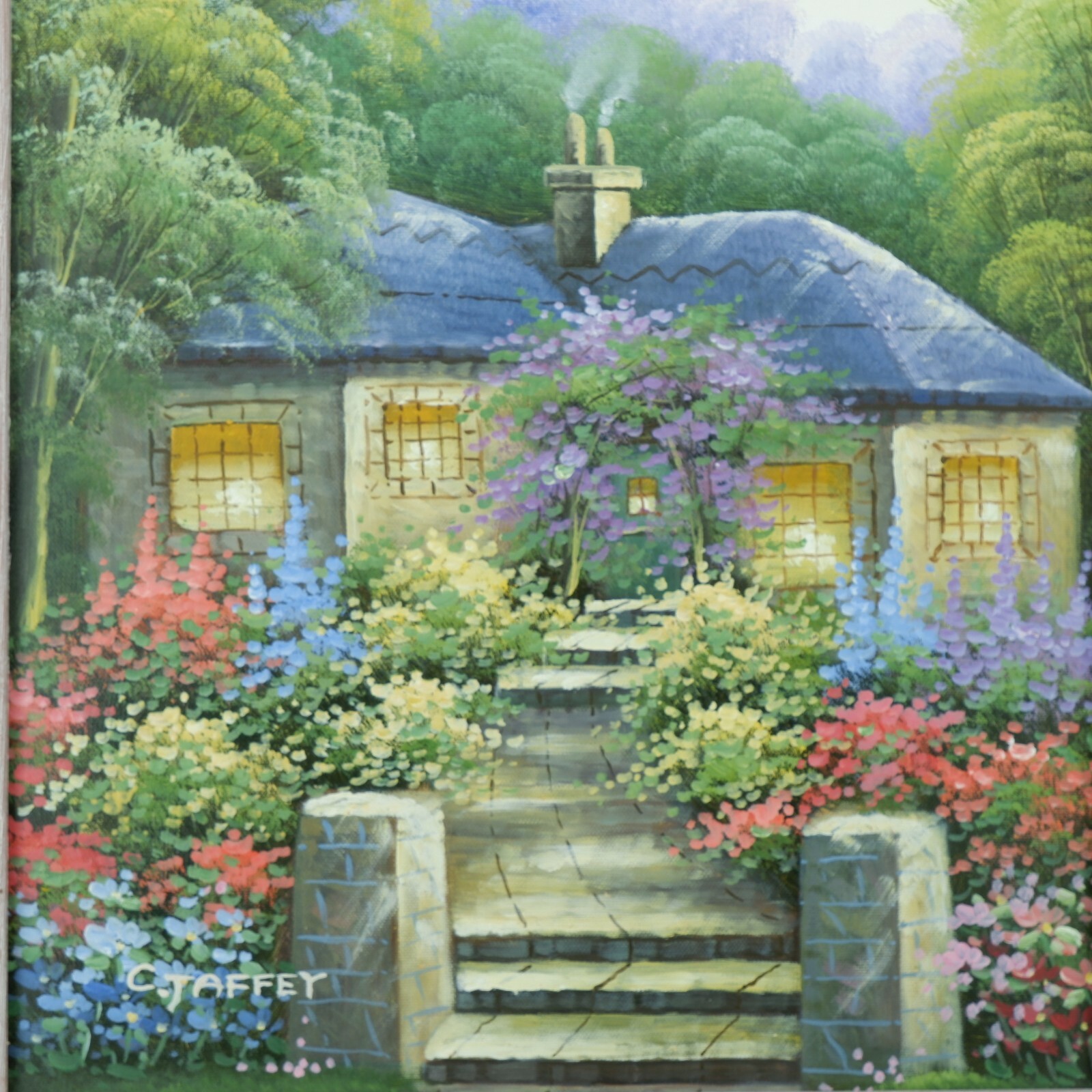 C. Jaffey Cottage in Spring Painting (Oil on Canvas) (16.5″ x 21″)