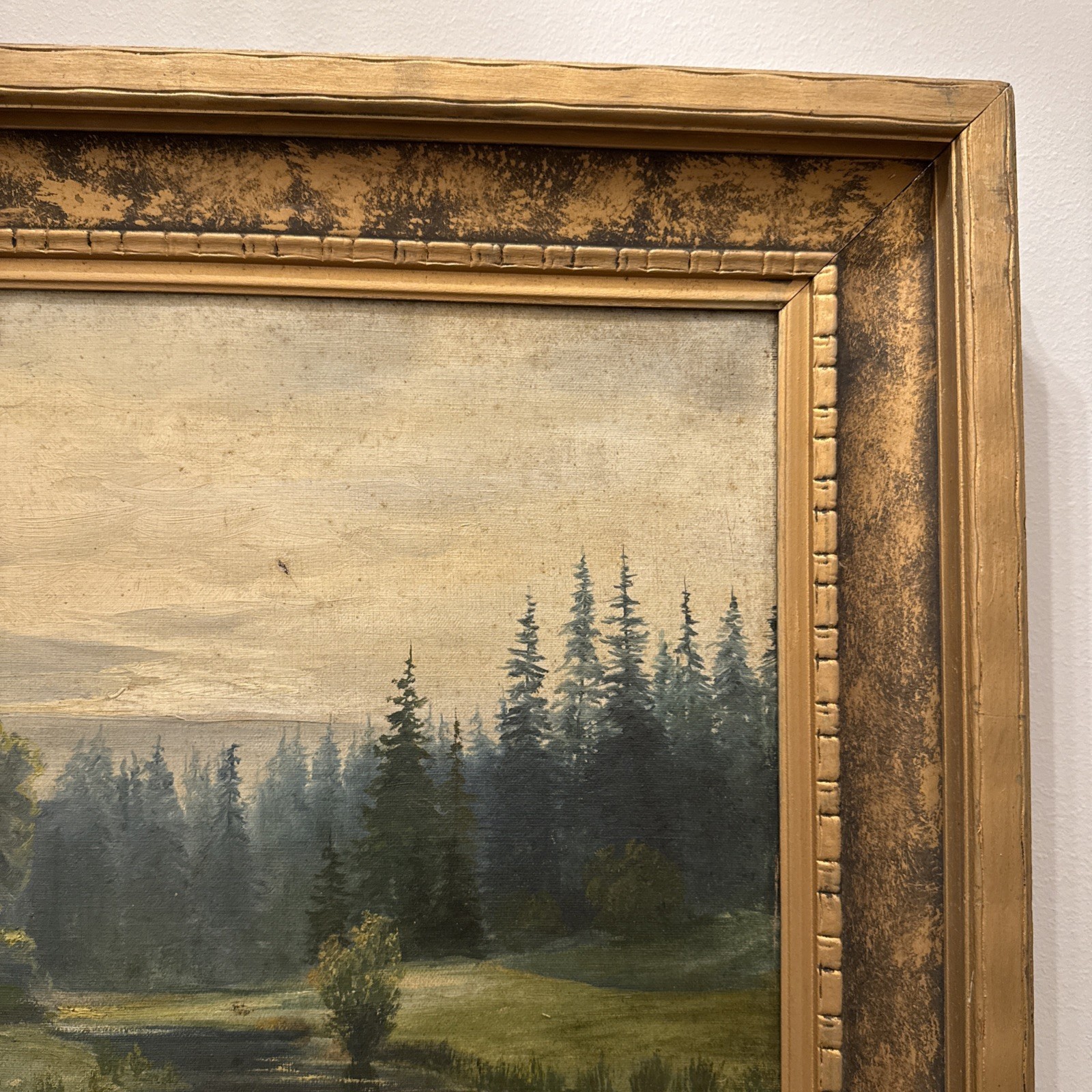 Antique German Oil Painting “Motiv aus Hofwalde bei Bramfeld” Steiner? 25”