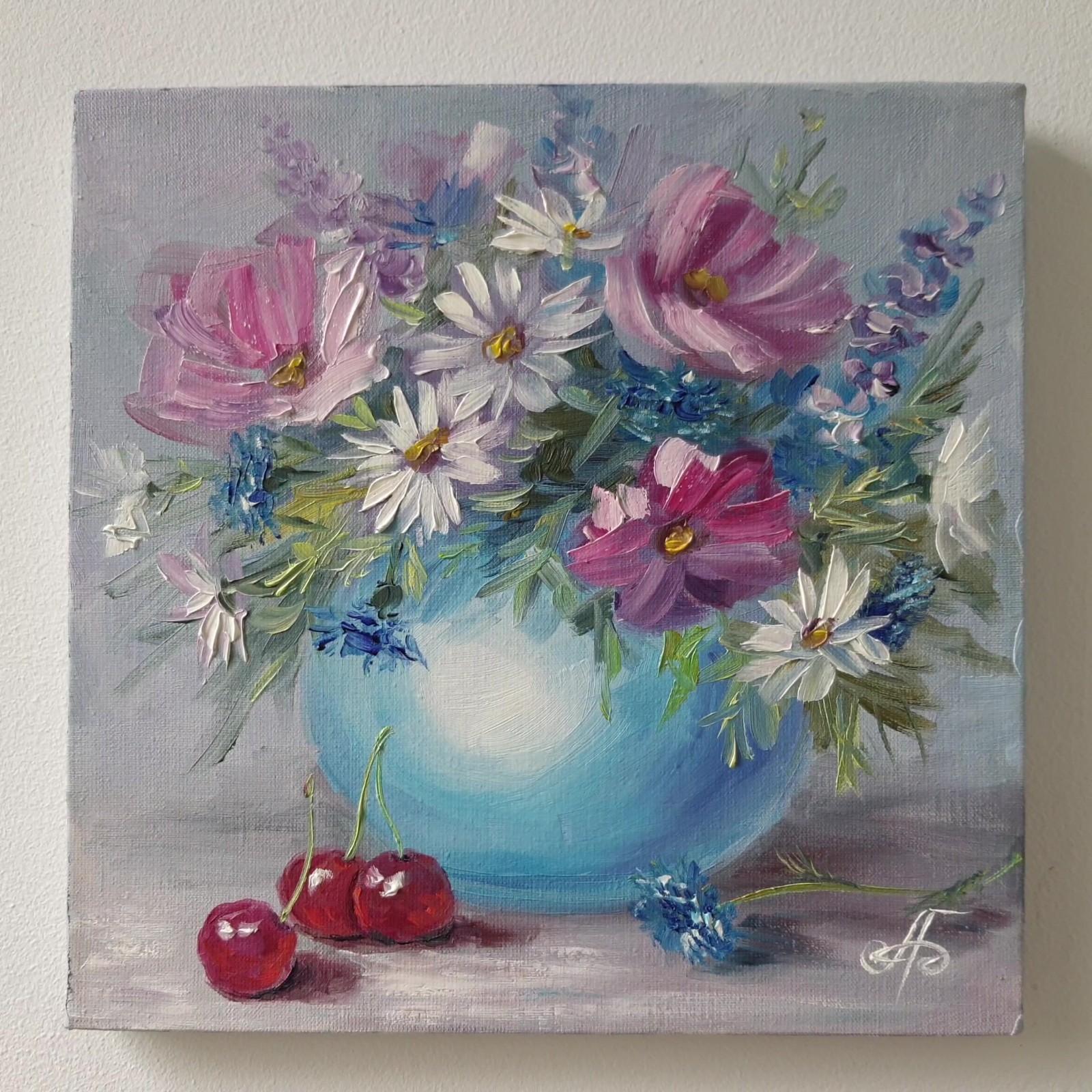 Joyful Wildflower Bouquet Original Oil Painting Floral Still Life Wall Art Decor